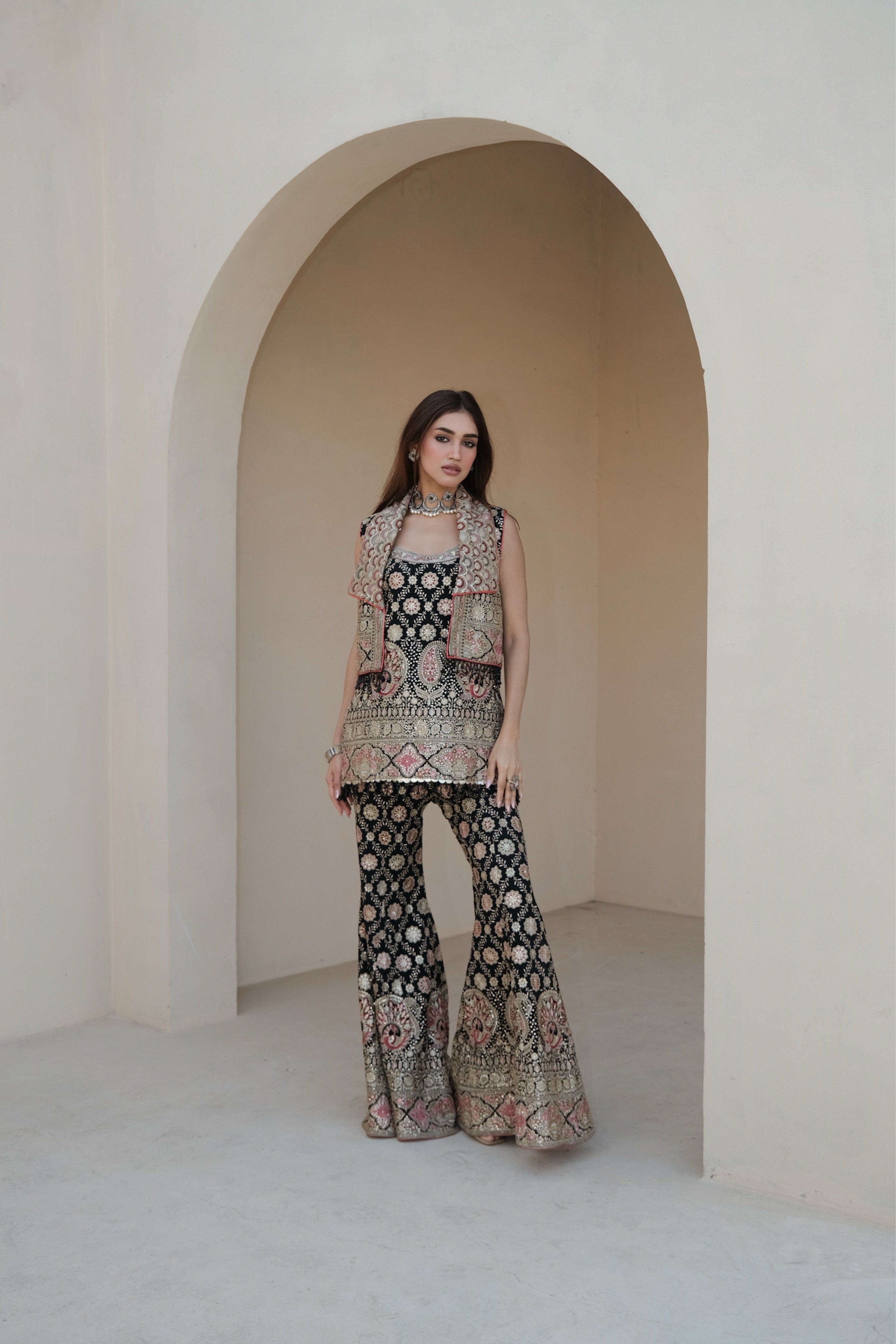 Midnight Royalty — A Luxuriously Crafted Sharara Set Celebrating Old-World Artistry