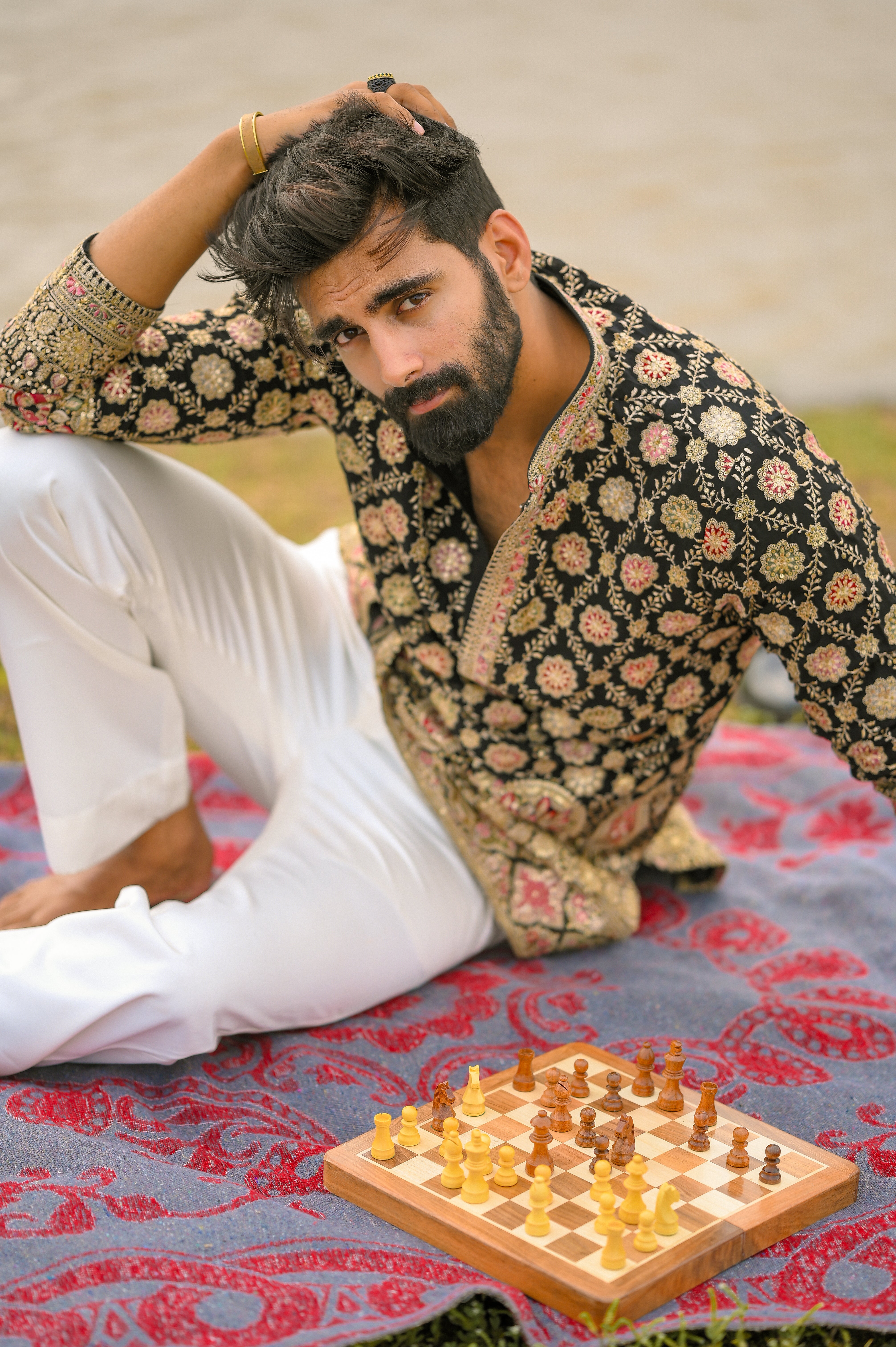 Black Georgette Zari Work Short Kurta