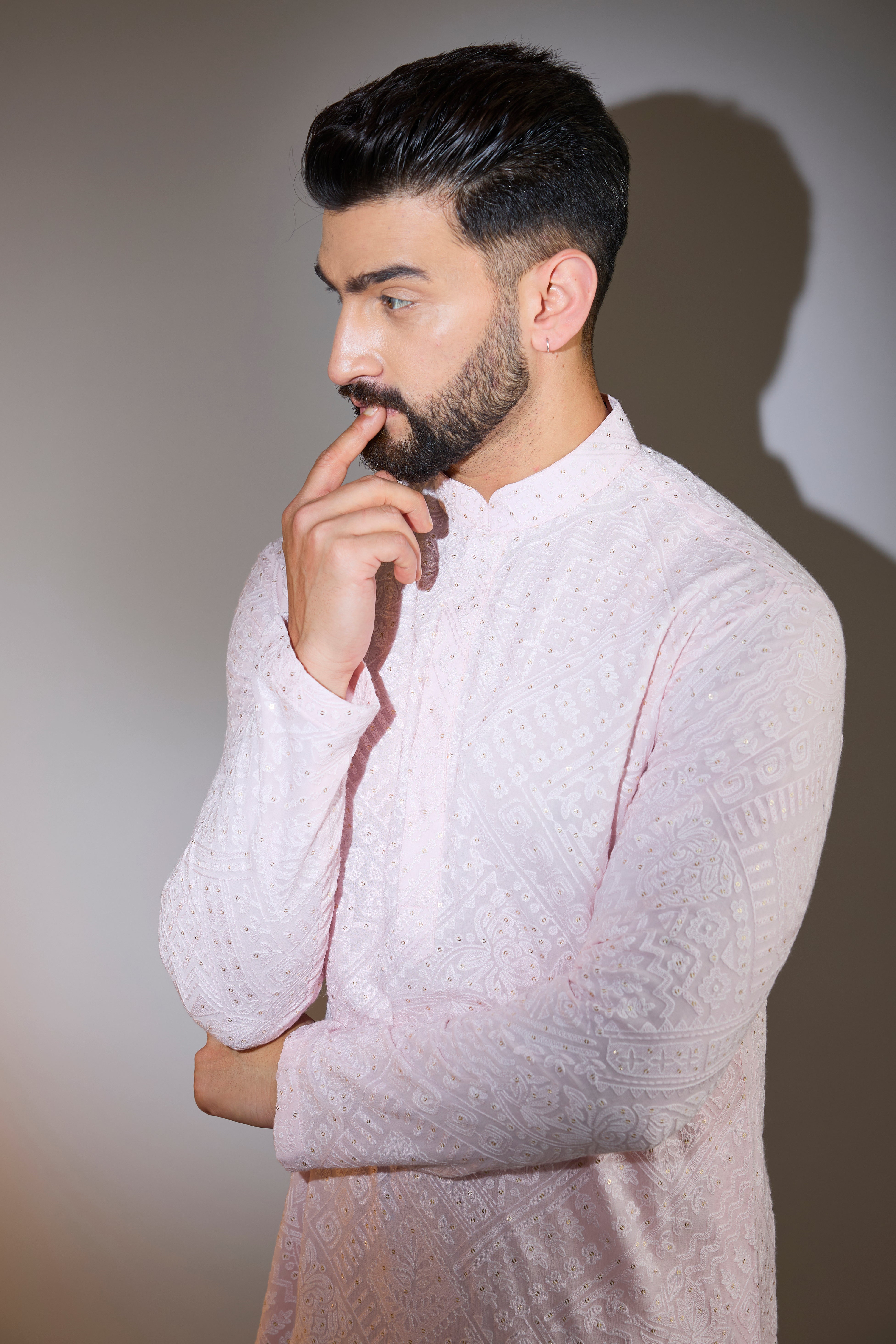 powder pink chikankari kurta