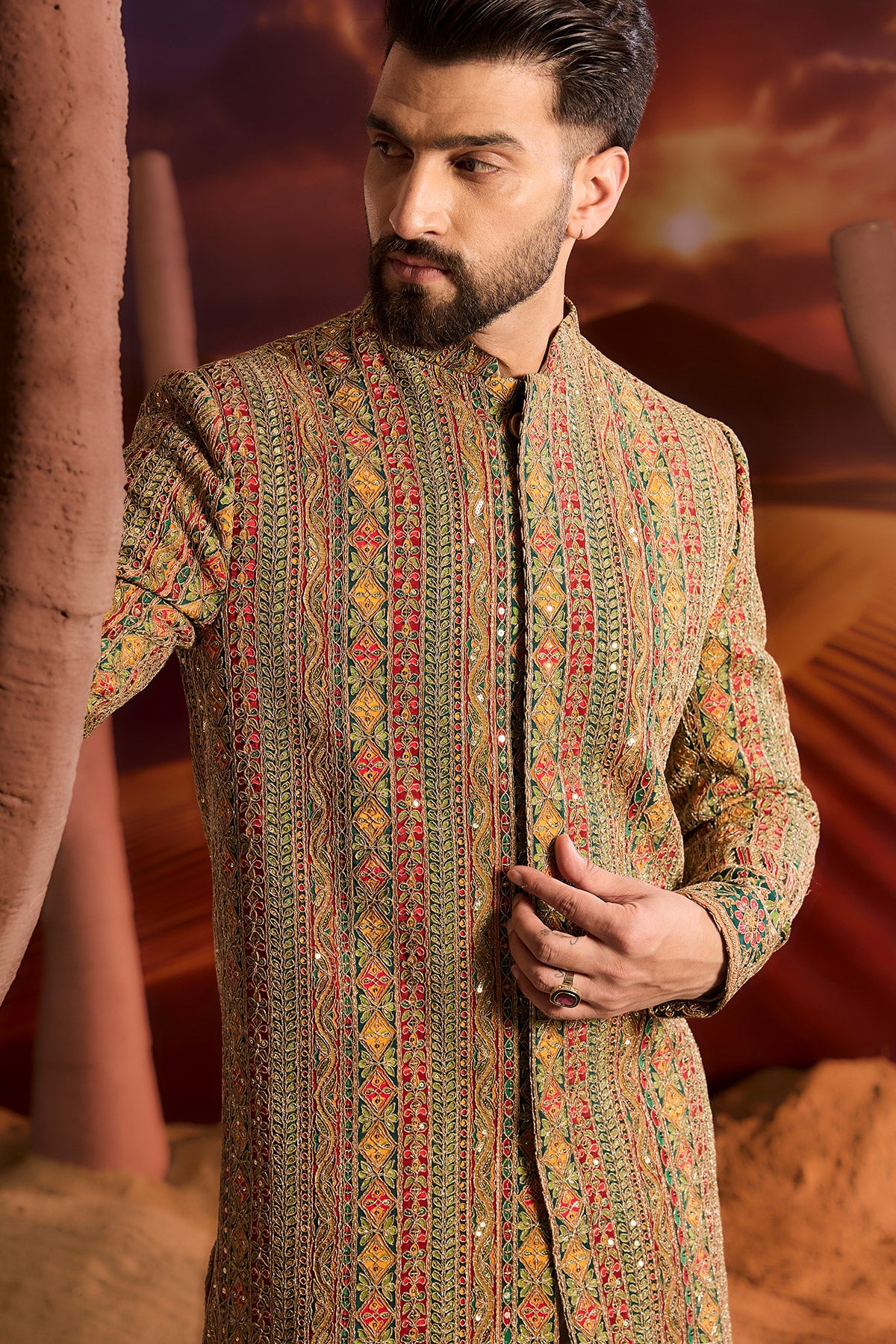 Regal Radiance Redefined With This Luxurious Zari Work Sherwani