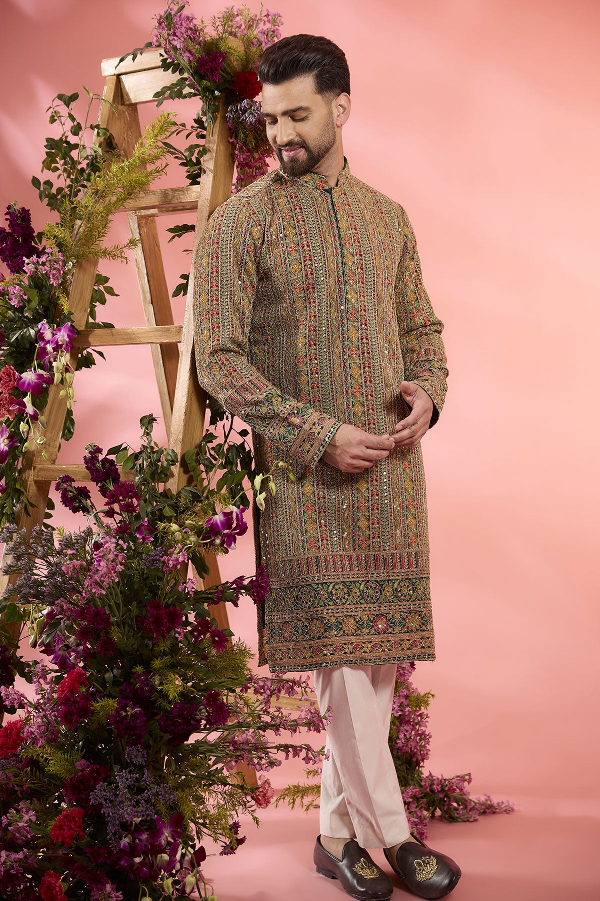 Multi-Colored Georgette Zari Work Kurta