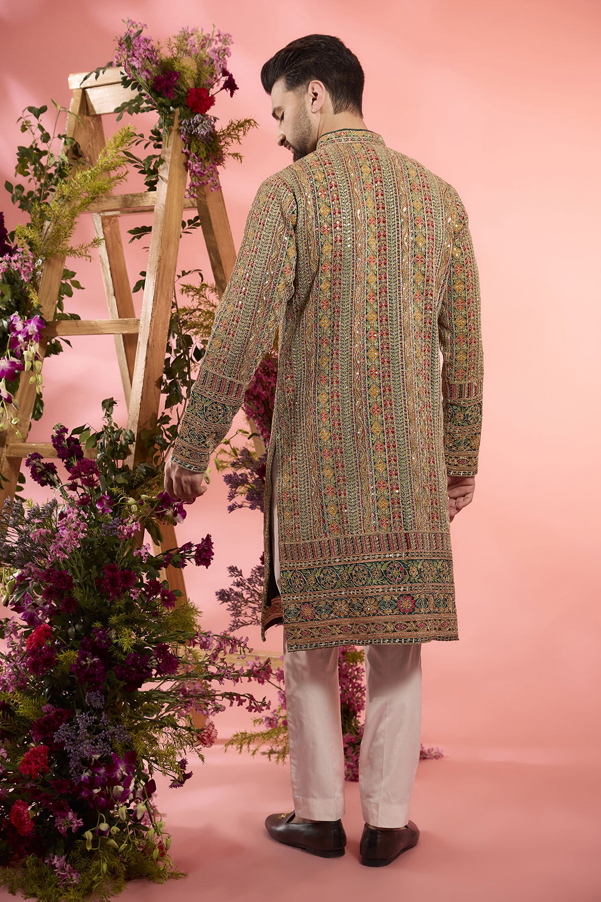 Multi-Colored Georgette Zari Work Kurta