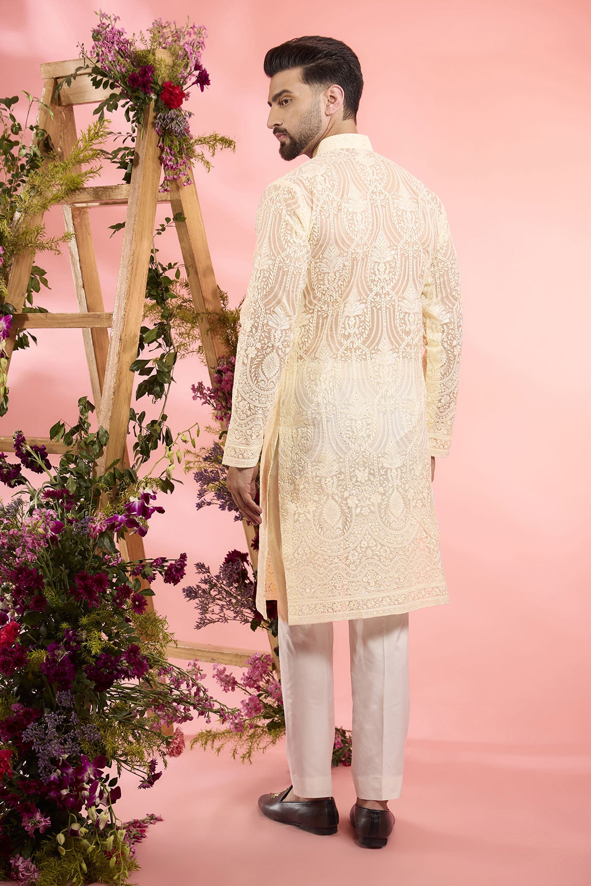Ivory Organza Chikankari Kurta