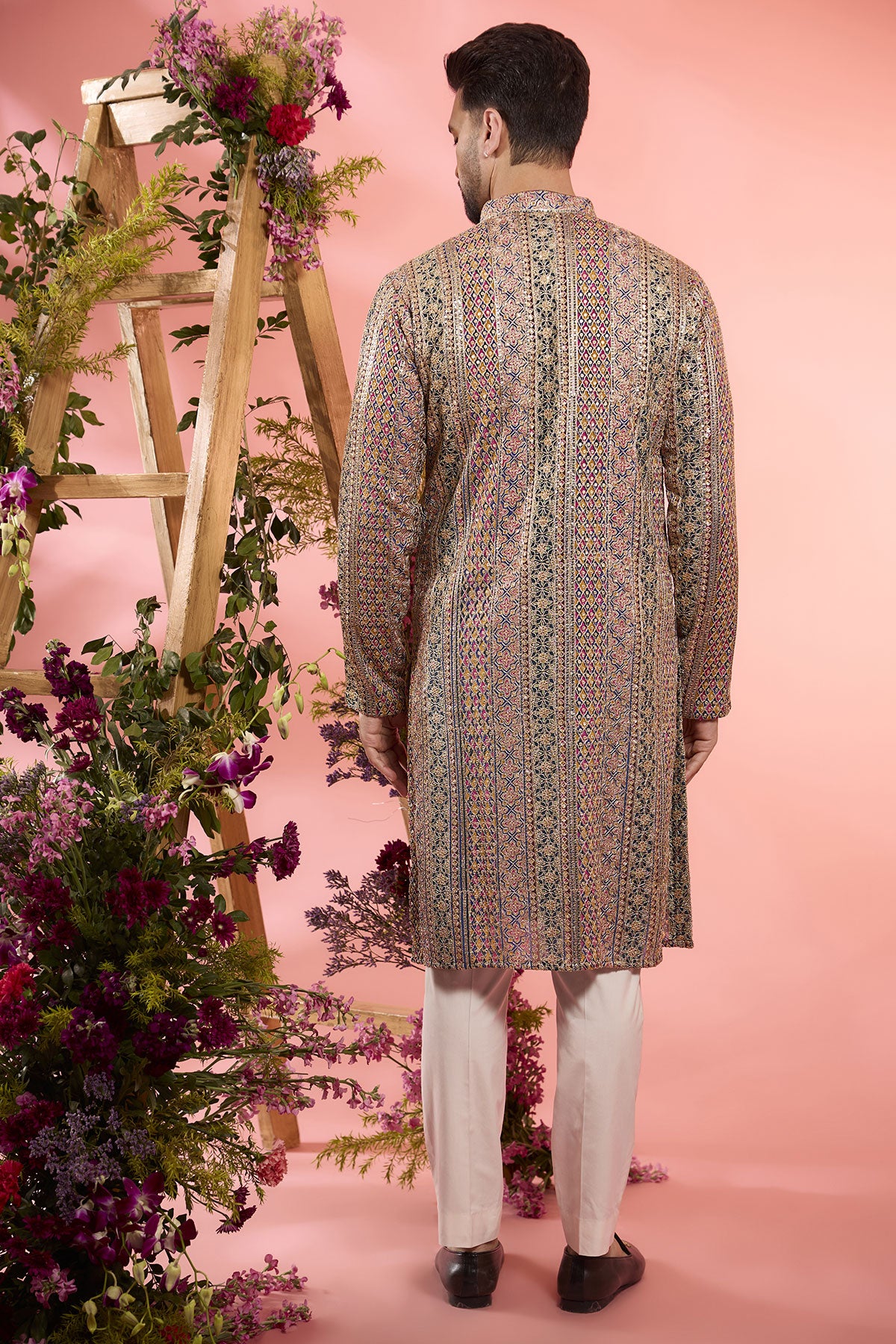 Multi-Colored Georgette Zari Work Kurta