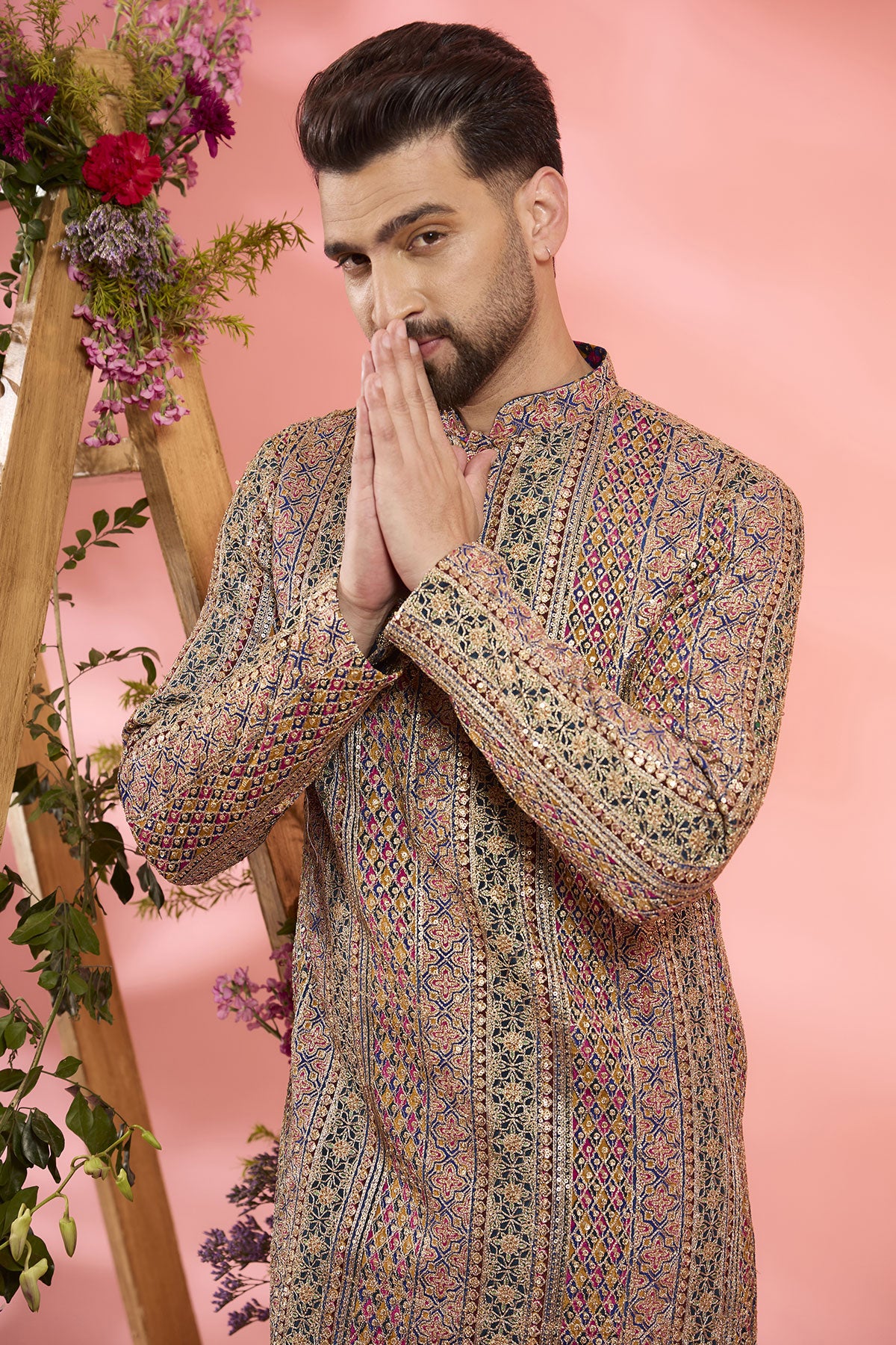 Multi-Colored Georgette Zari Work Kurta
