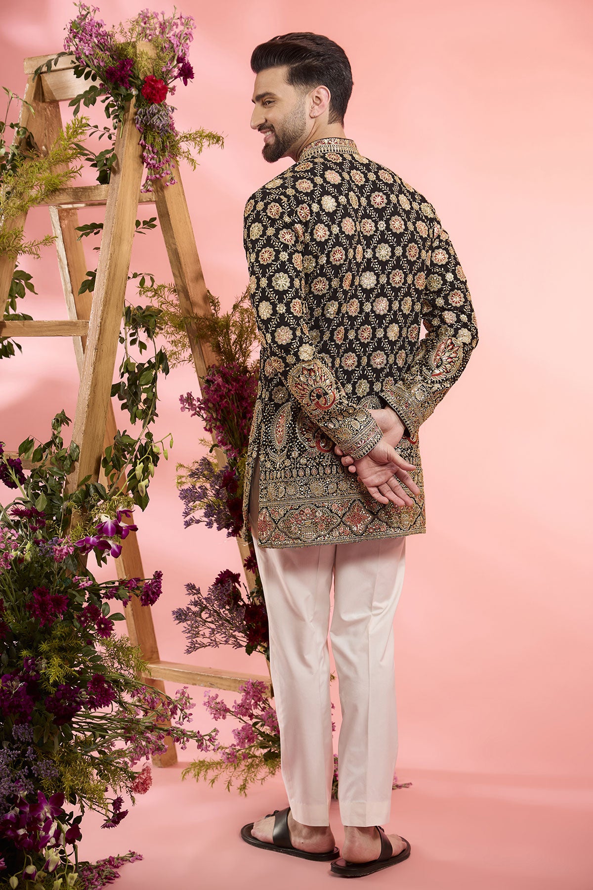 Black Georgette Zari Work Short Kurta