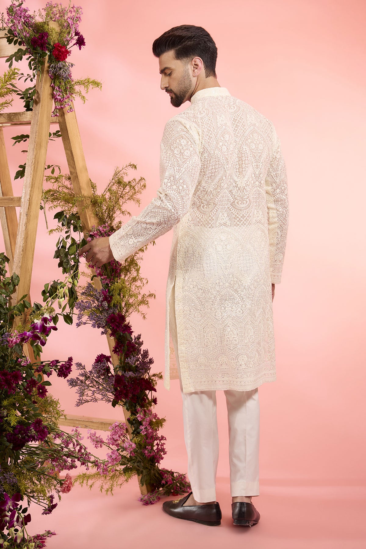 Ivory Organza Chikankari Kurta