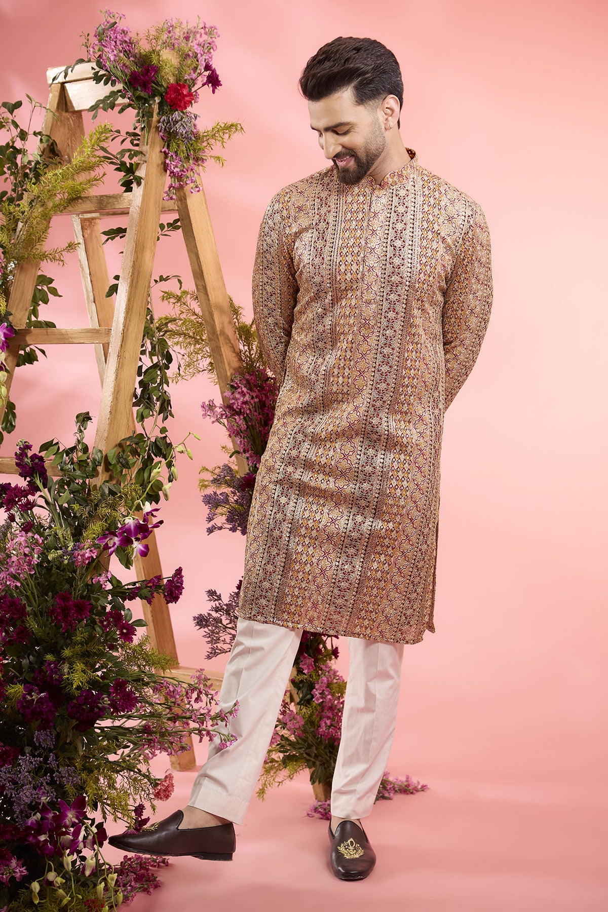 Multi-Colored Georgette Zari Work Kurta