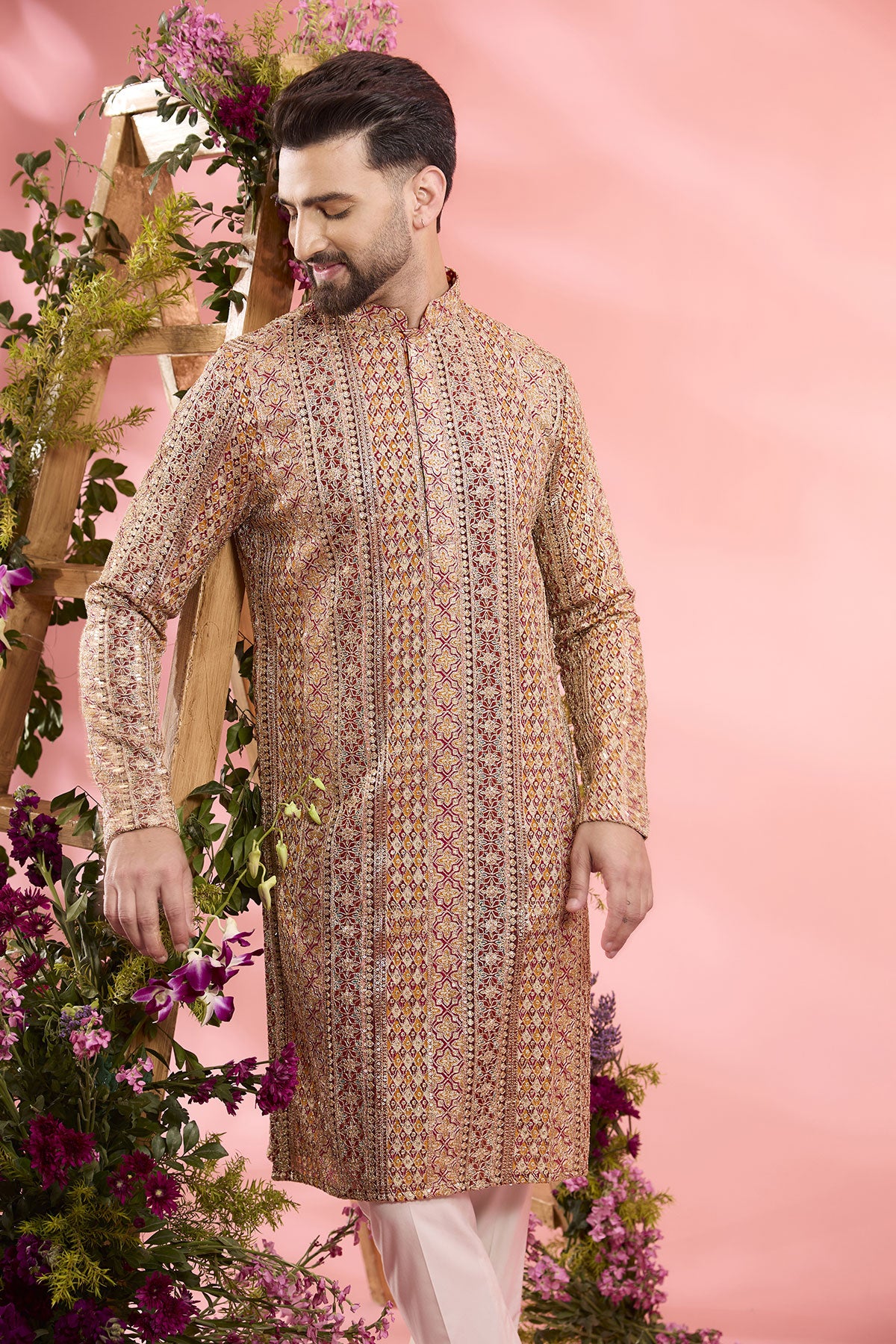Multi-Colored Georgette Zari Work Kurta