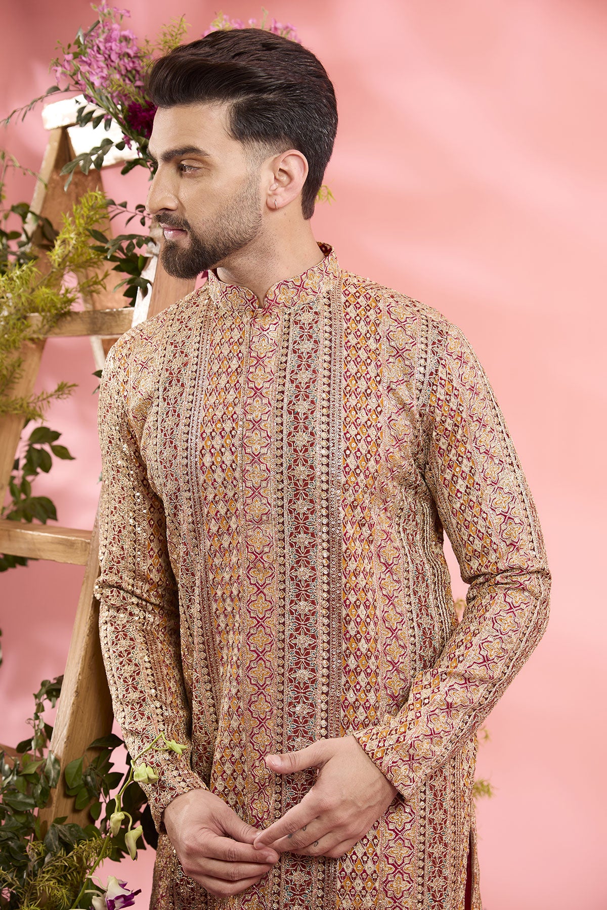 Multi-Colored Georgette Zari Work Kurta