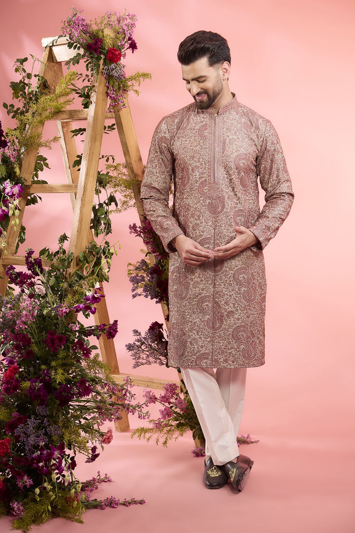 Grey Chanderi Silk Embroidered Chikankari Kurta