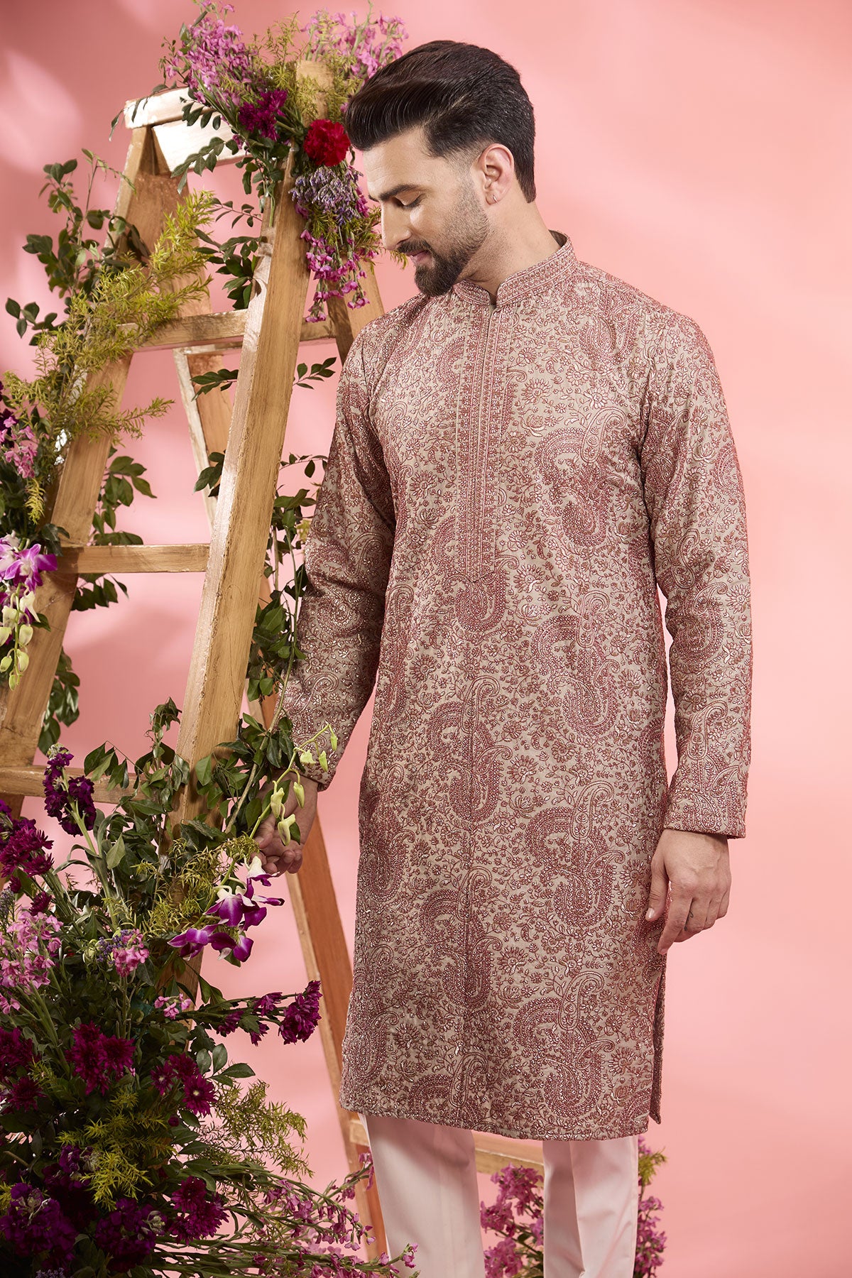 Grey Chanderi Silk Embroidered Chikankari Kurta