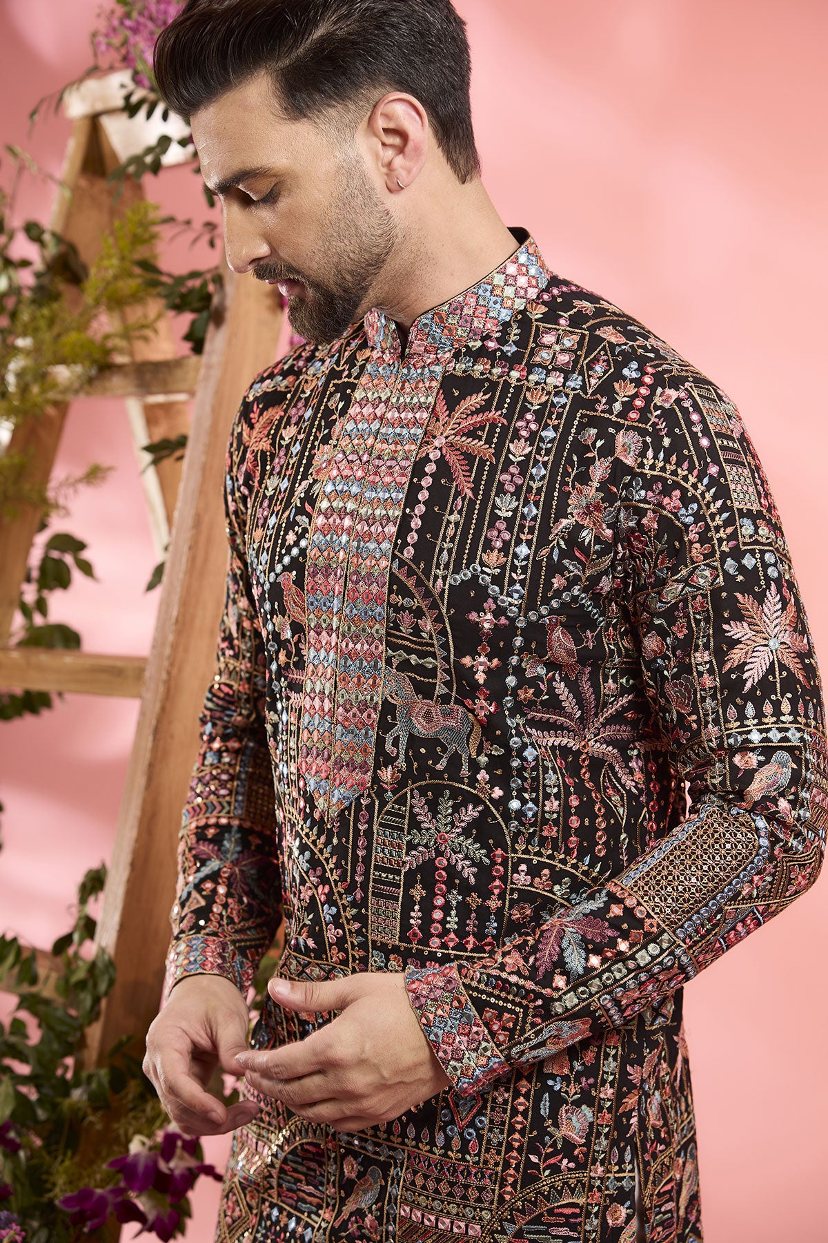 Black Georgette Mirror Work Kurta
