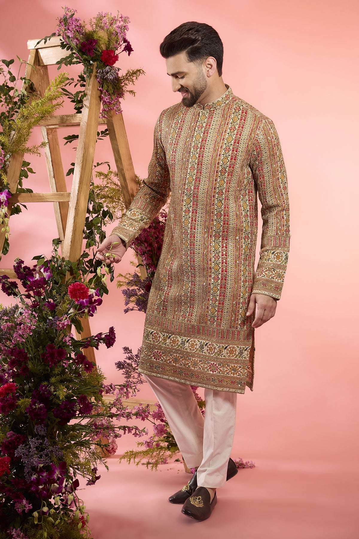 Multi-Colored Georgette Zari Work Kurta