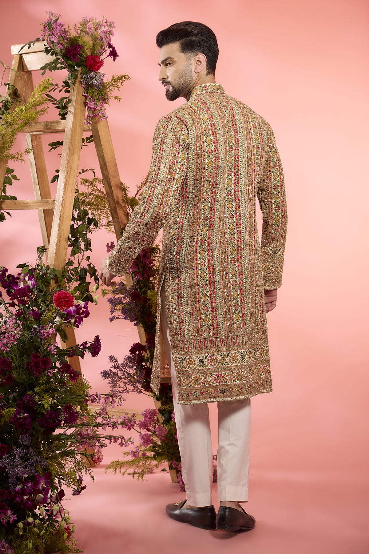 Multi-Colored Georgette Zari Work Kurta