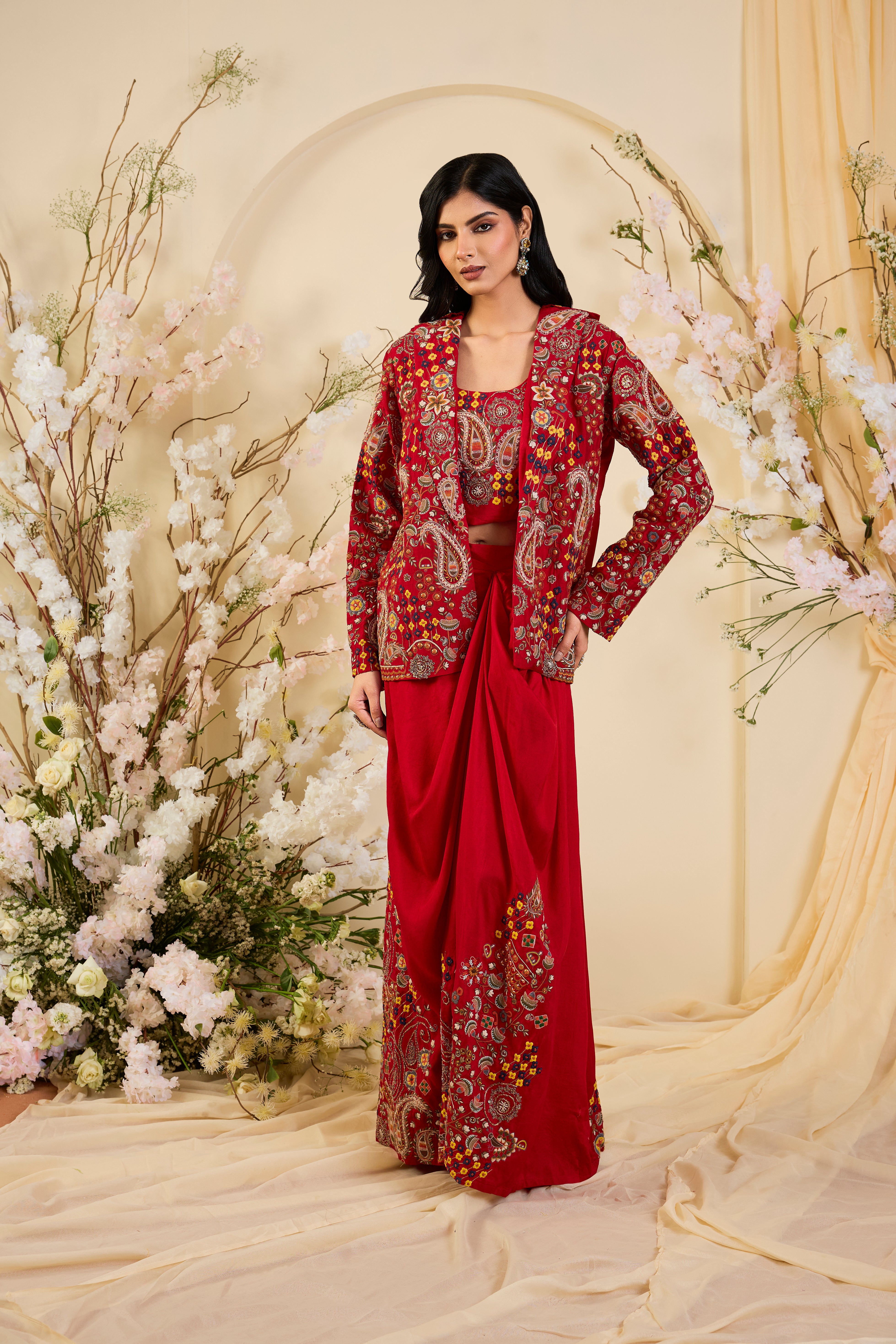 Crimson Heirloom Drape Ensemble