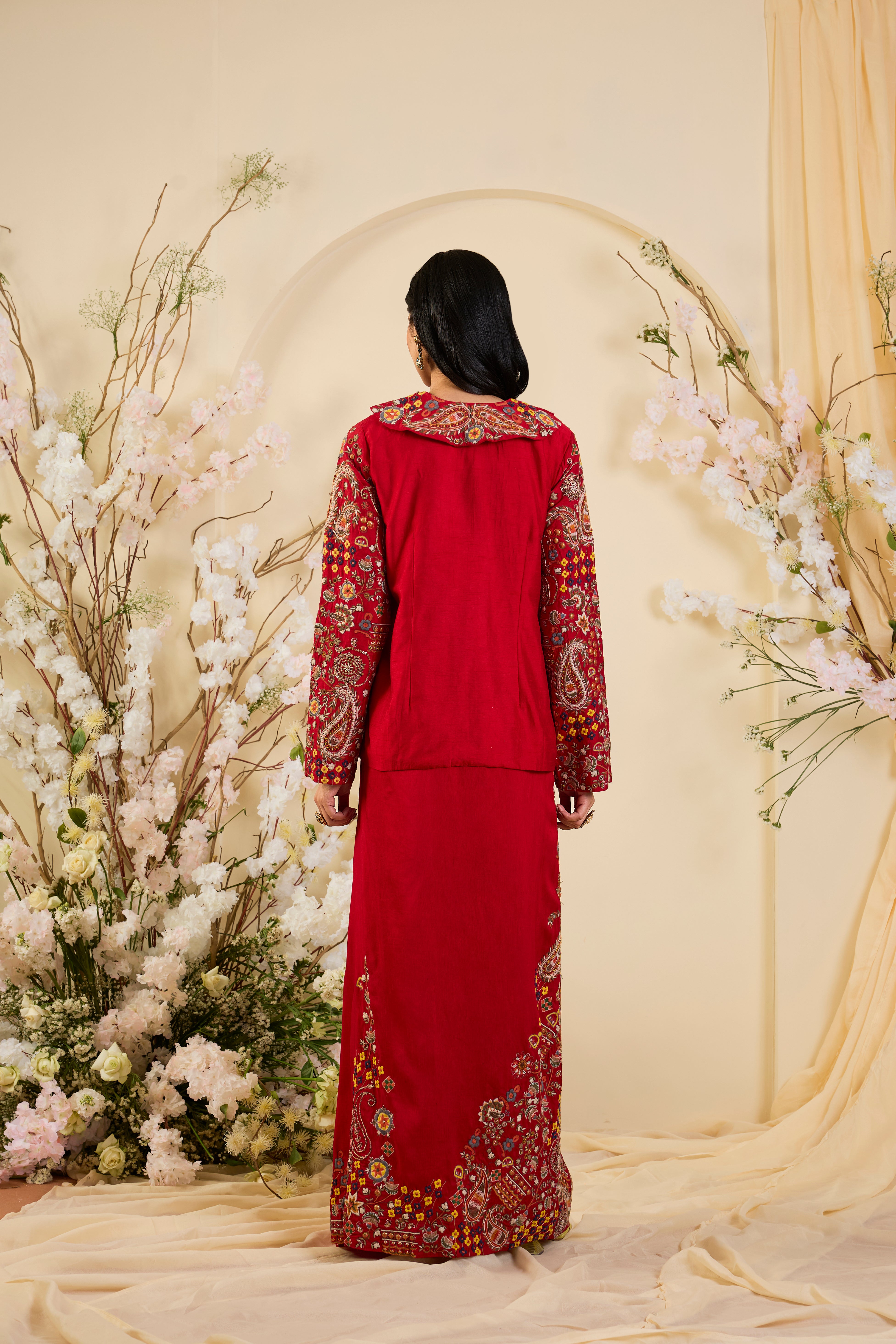 Crimson Heirloom Drape Ensemble