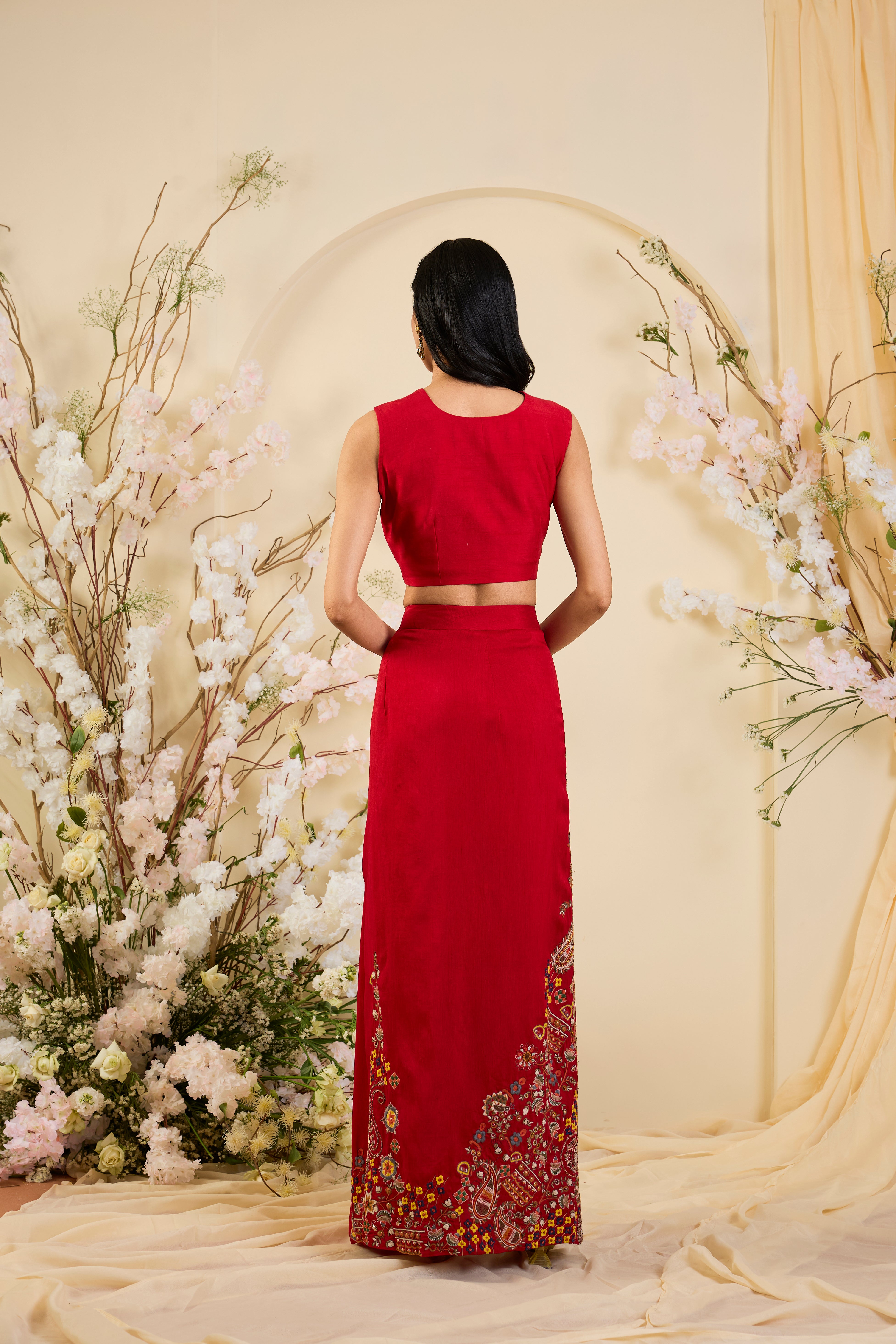 Crimson Heirloom Drape Ensemble