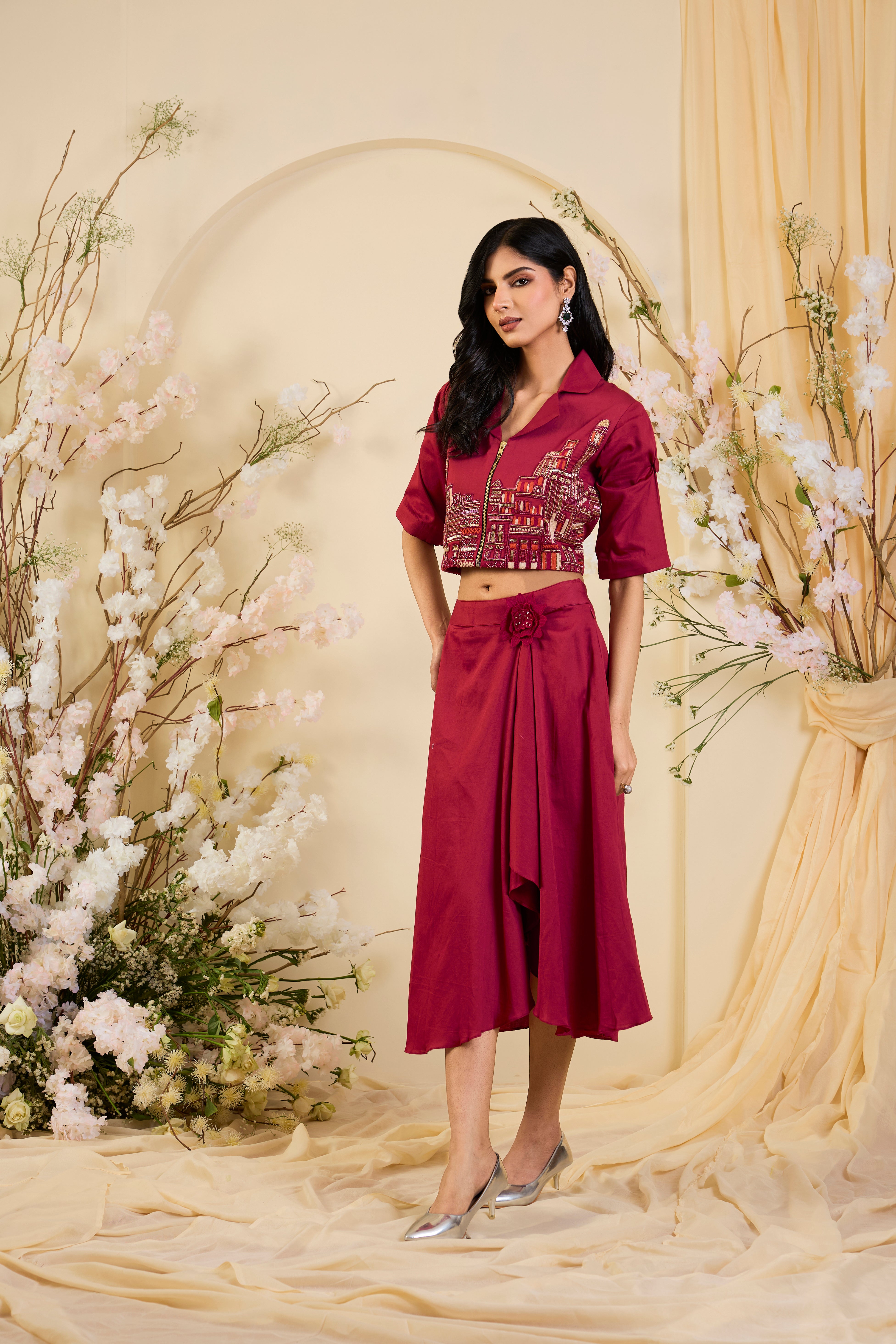 Crimson Cityscape: Where Couture Meets Culture