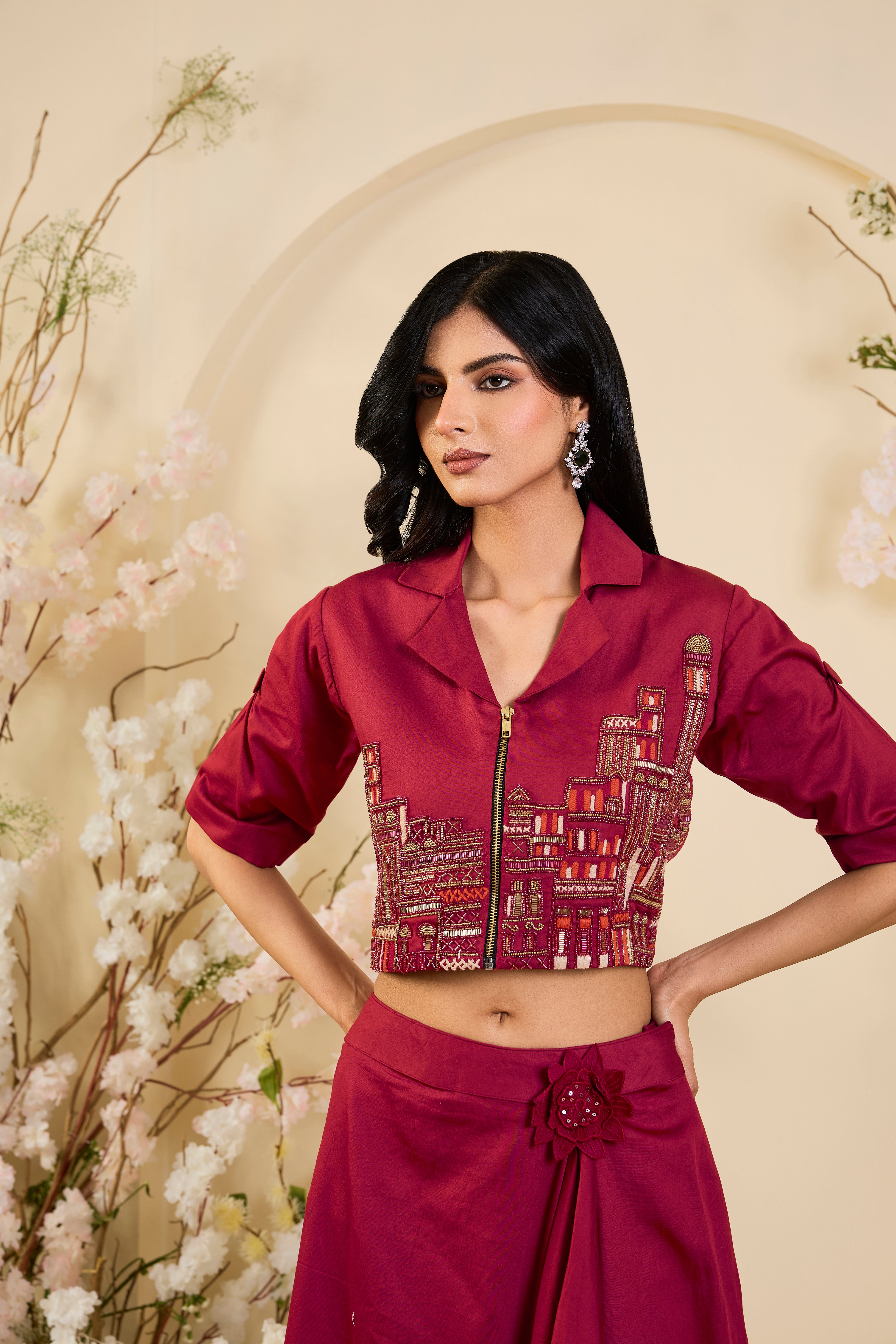 Crimson Cityscape: Where Couture Meets Culture