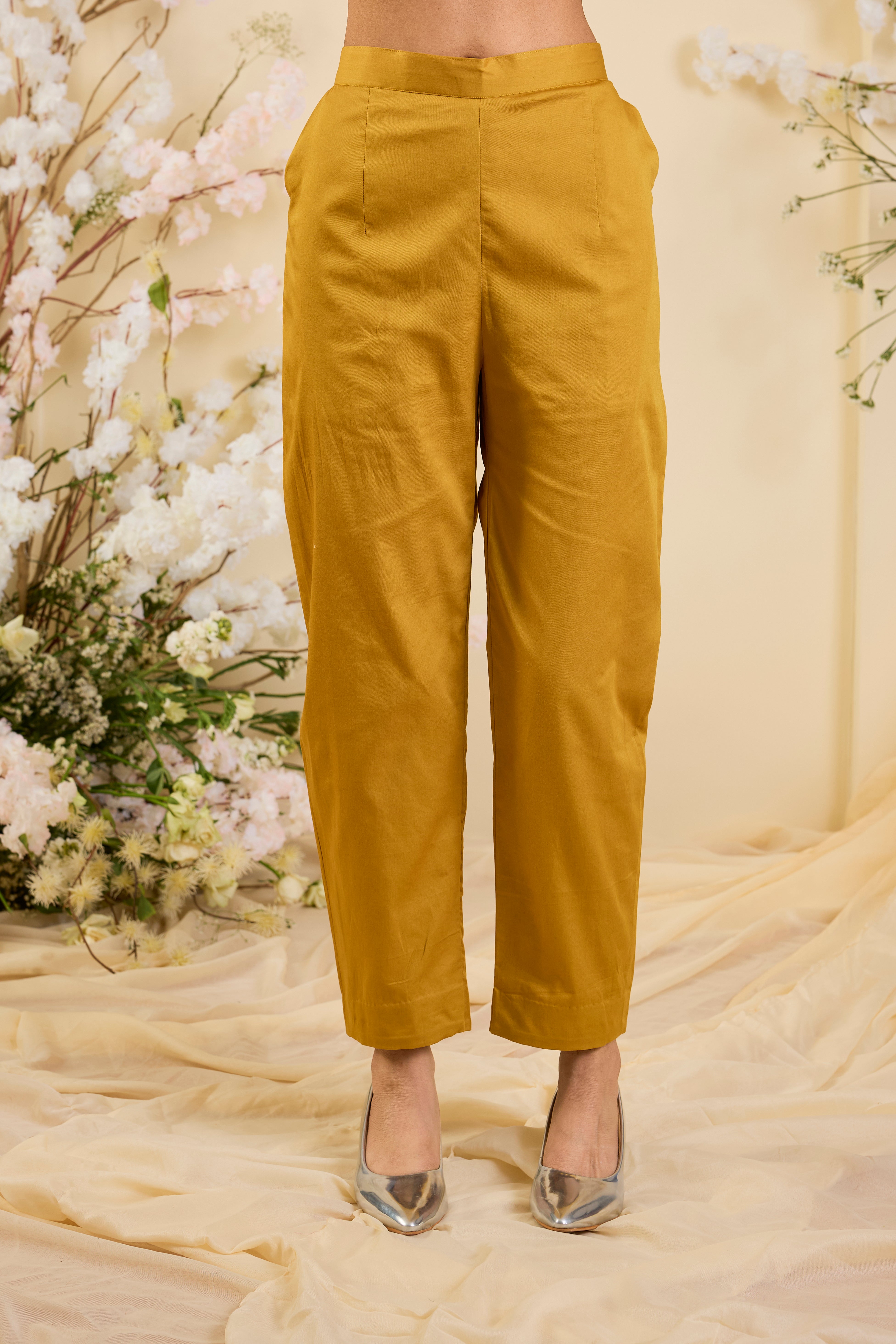 Sunlit Mustard Co-ord Set with Regal Dome Embroidery & Starburst Accents