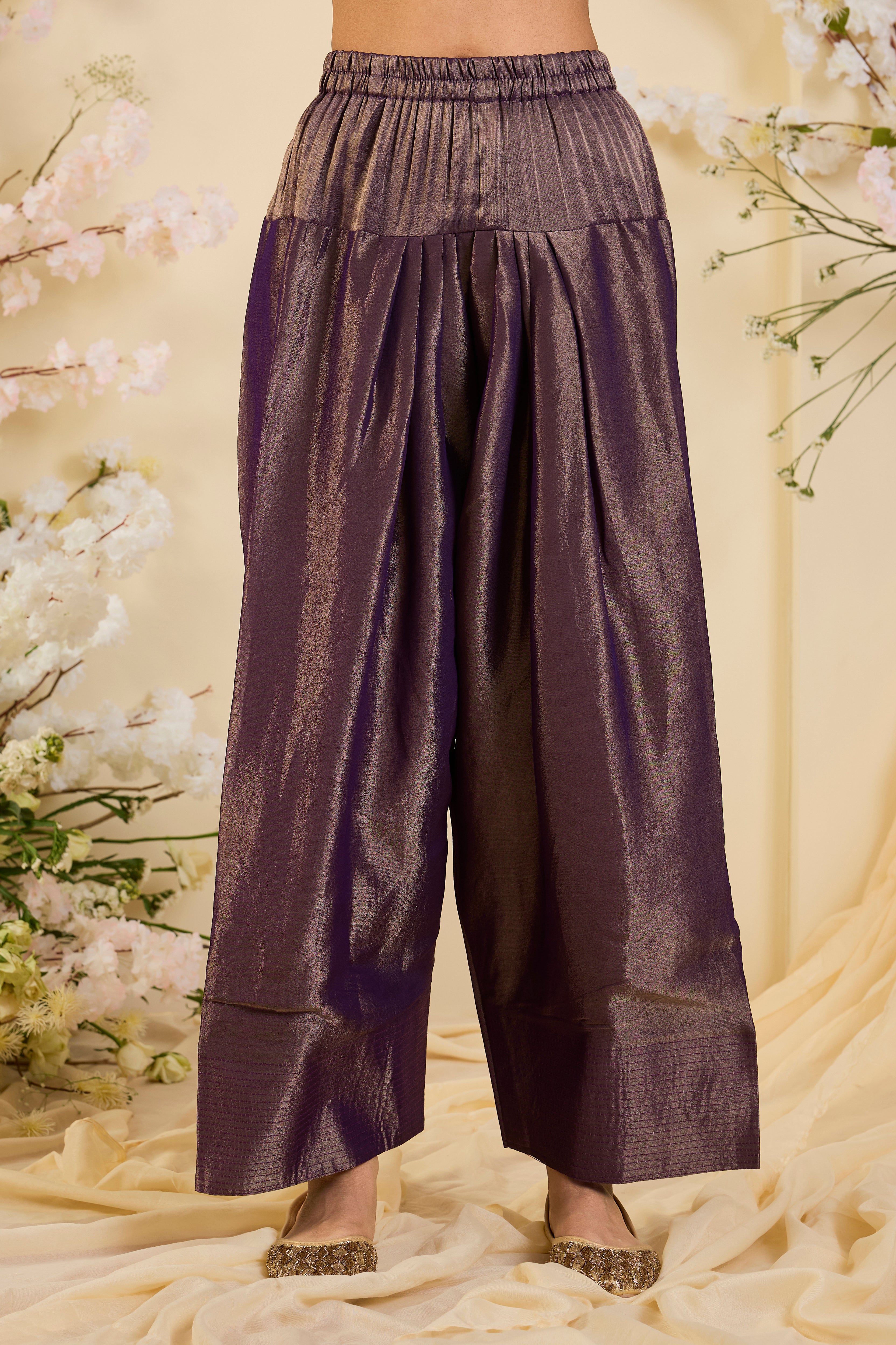 Amethyst Royale: Opulent Ensemble with Heritage Gold Embroidery