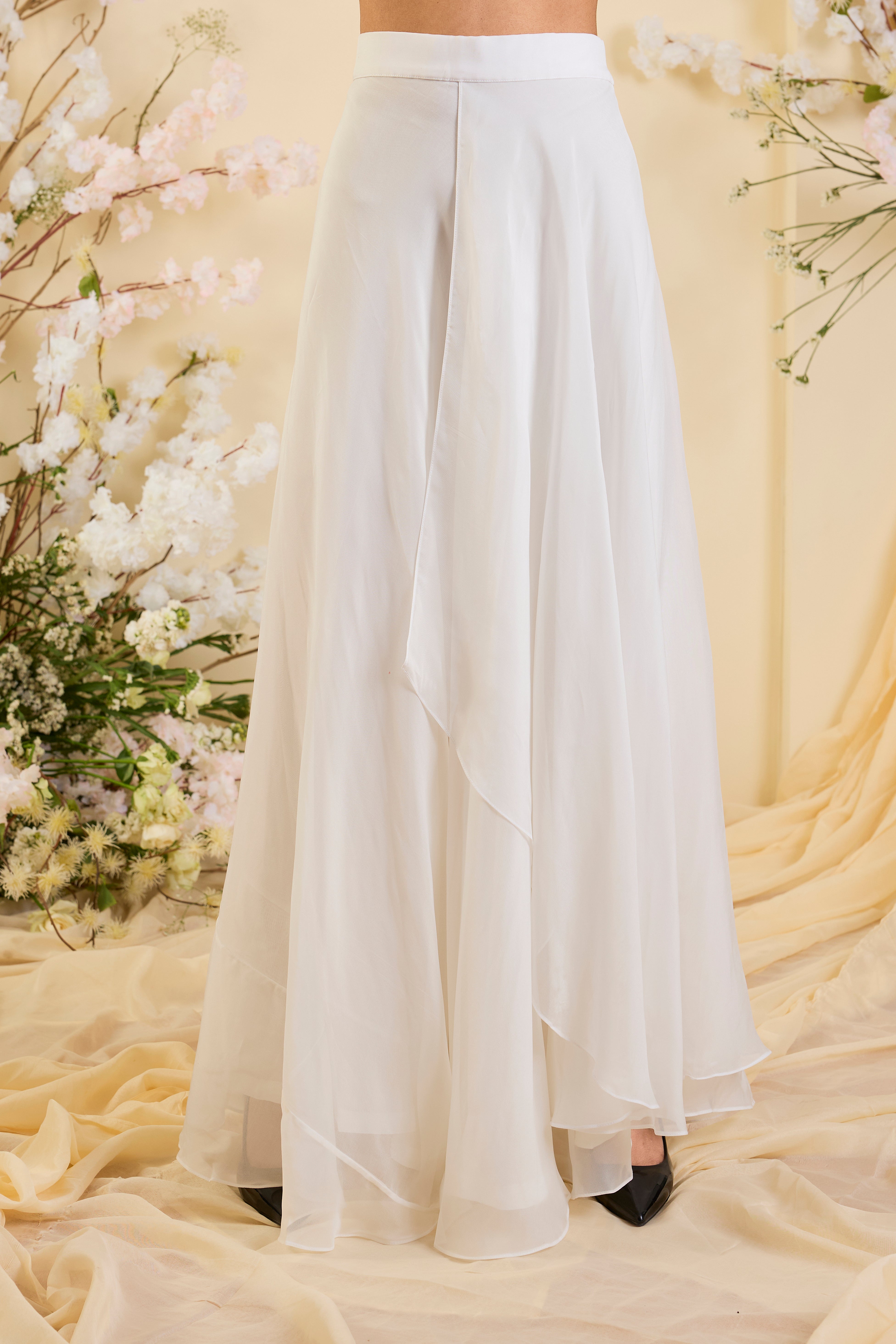 Ivory Canvas: Hand-Embroidered Bloom Tunic Set