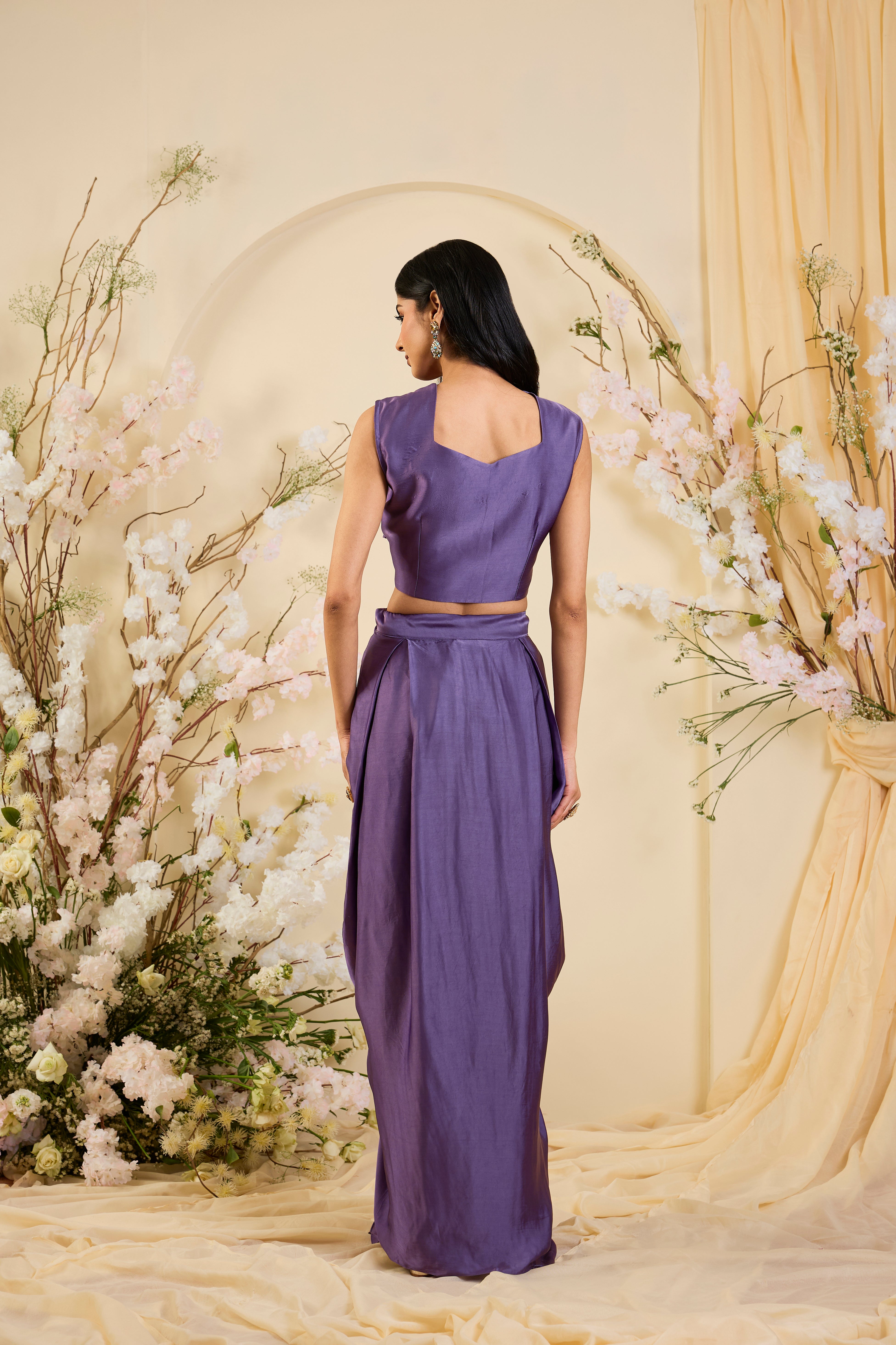 Amethyst Opulence: The Draped Vest Ensemble