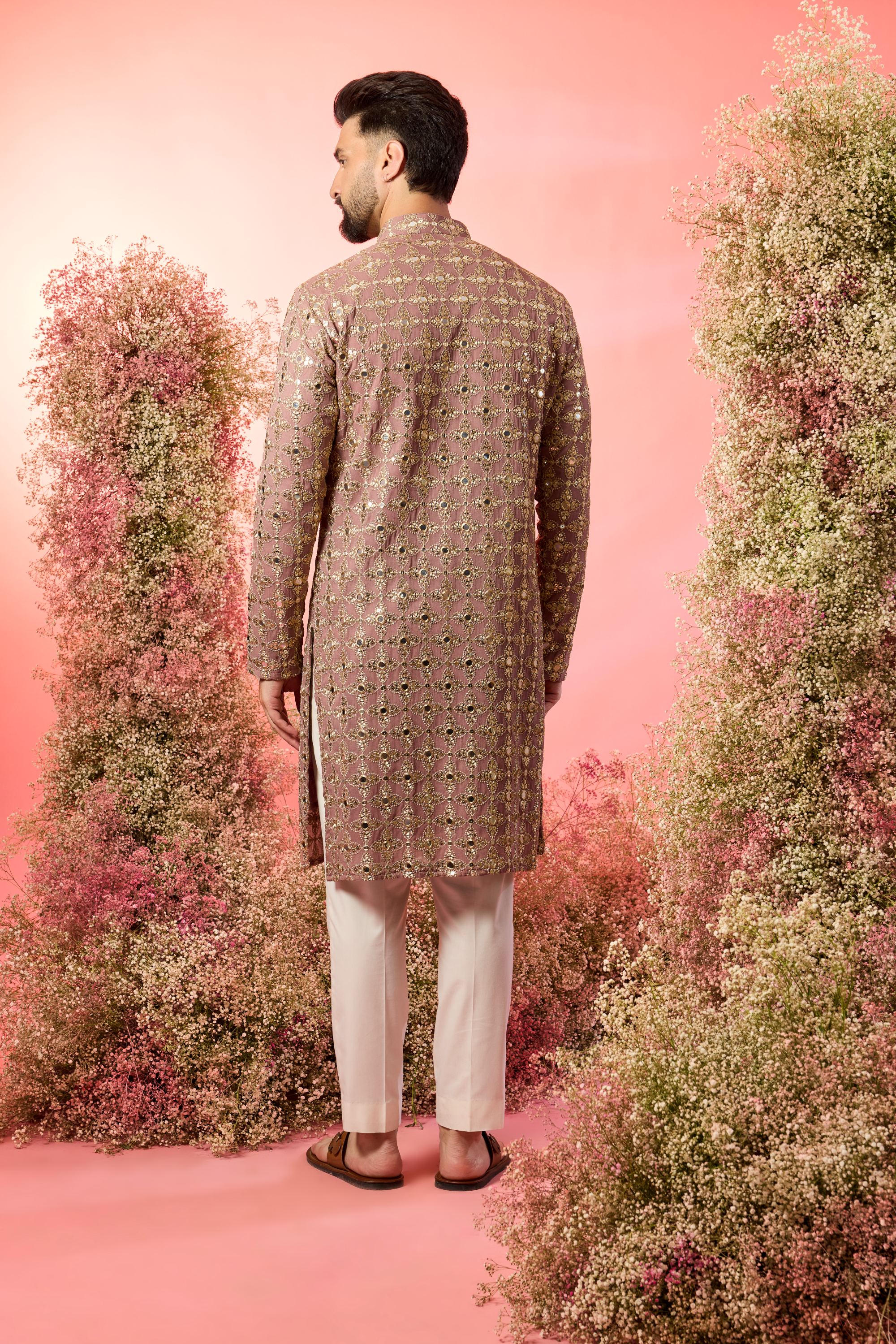 signature purple mirror work kurta