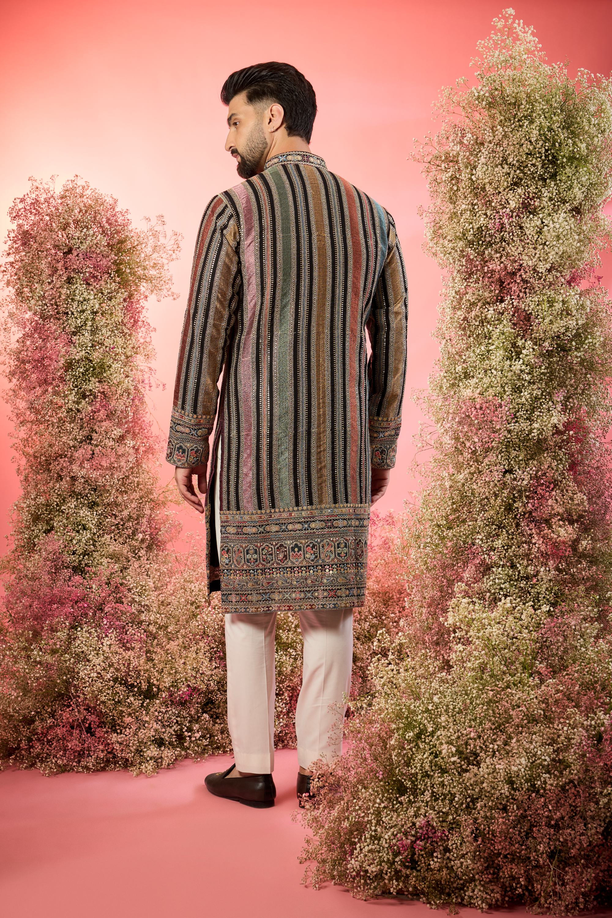 A Symphony of Stripes, Sparkle, and Exquisite Detail- the perfect thread work kurta