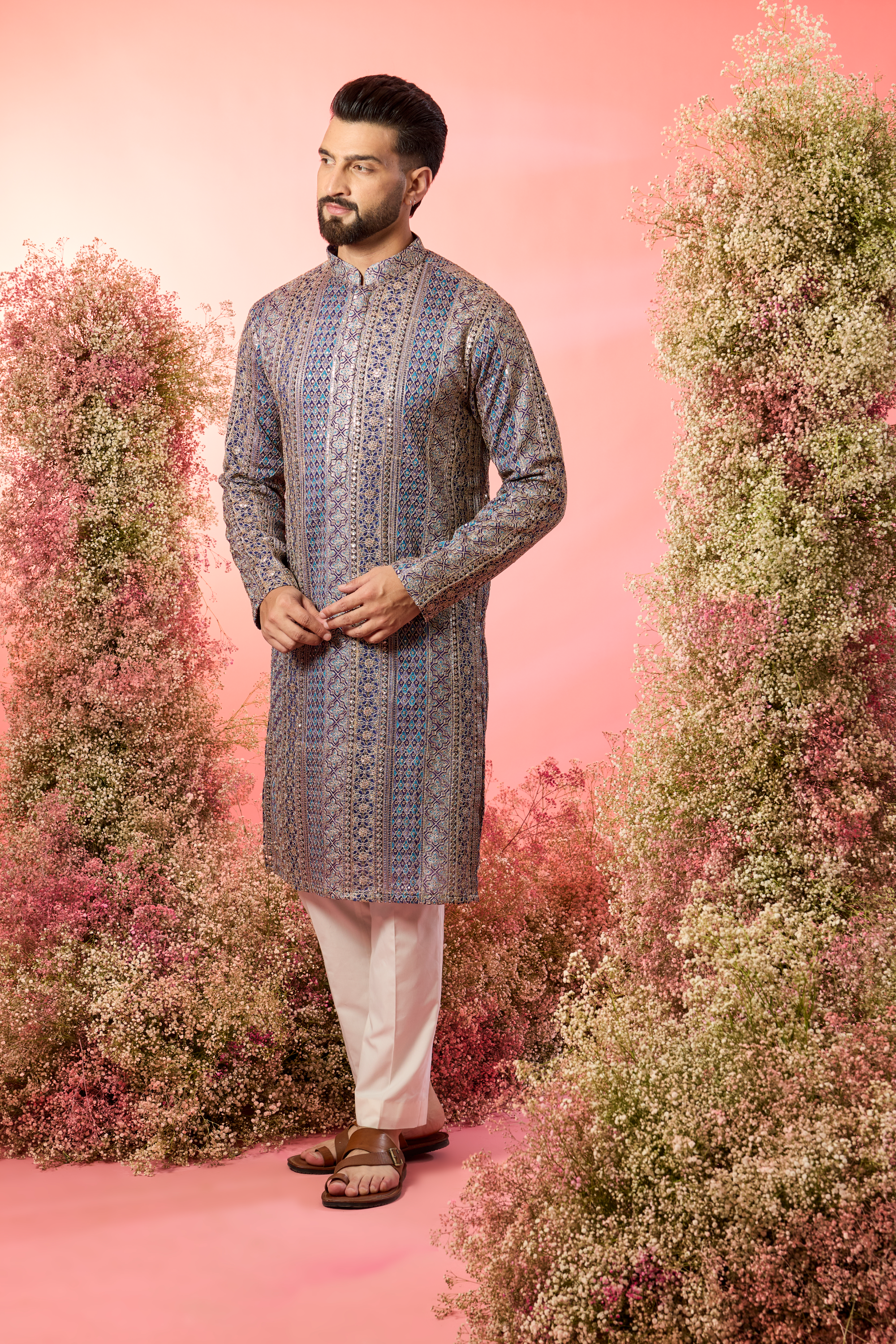 Purple royal zari Kurta: A Tapestry of Opulence