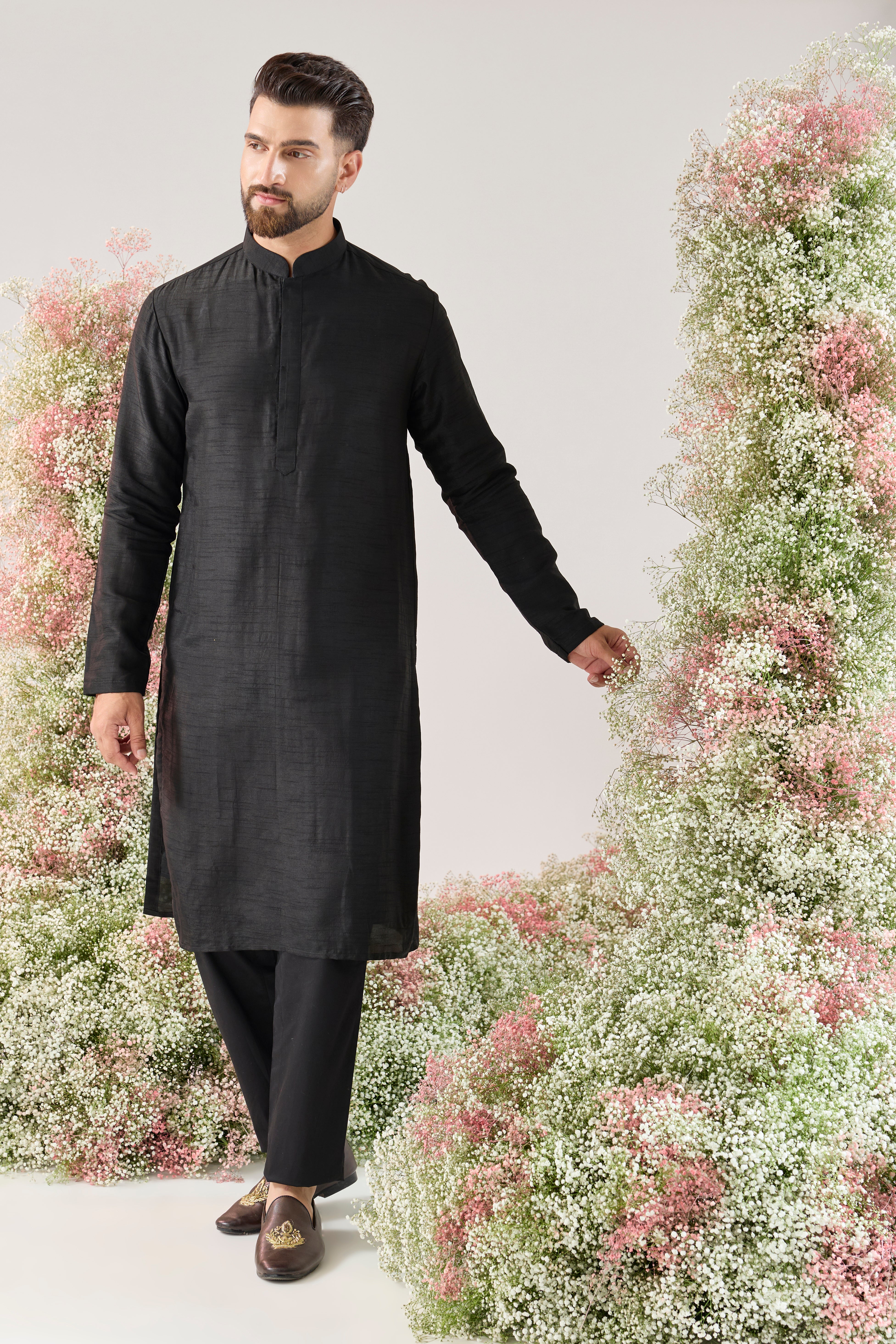 black silk dupion kurta set