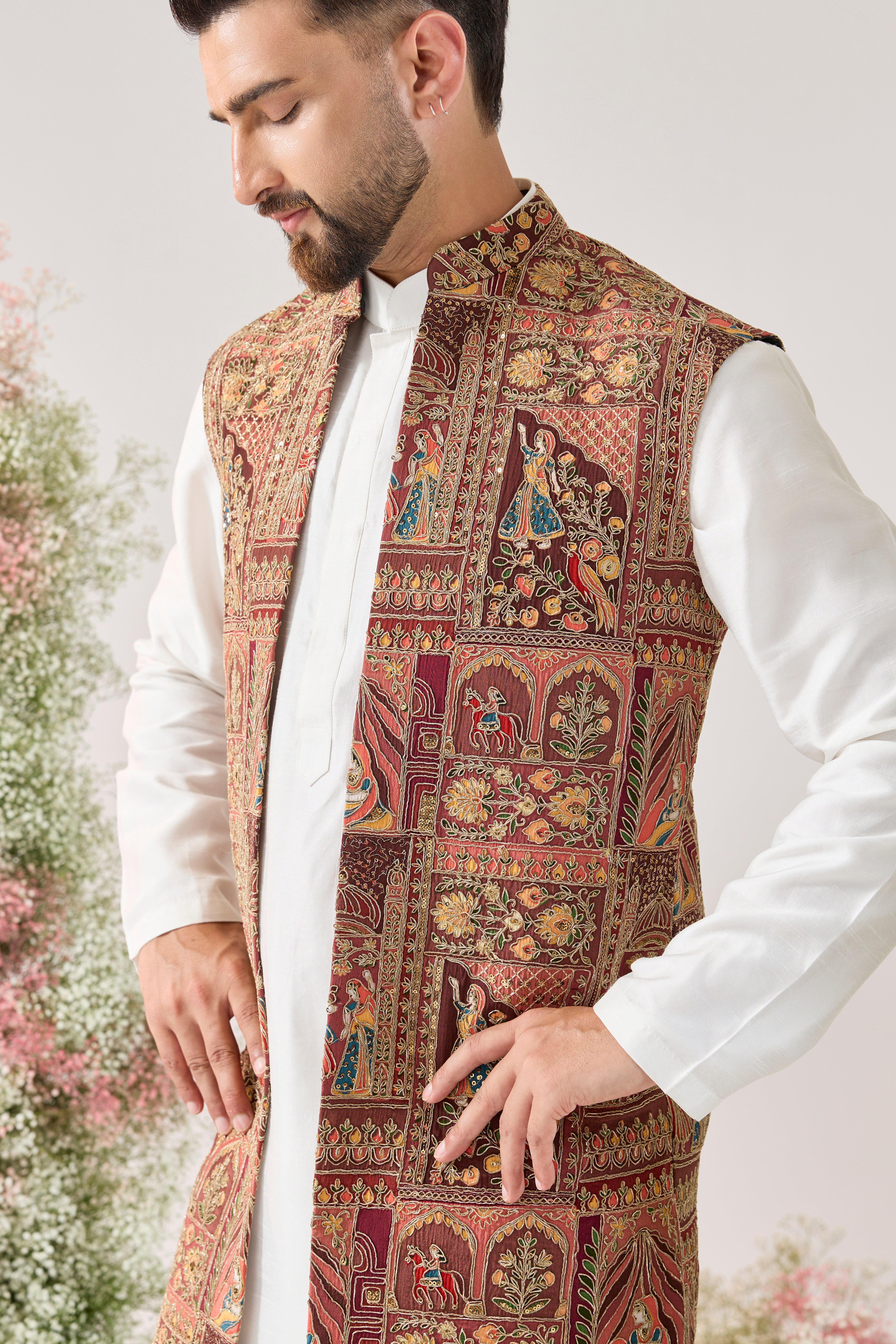 mauve taupe royal heritage long open jacket