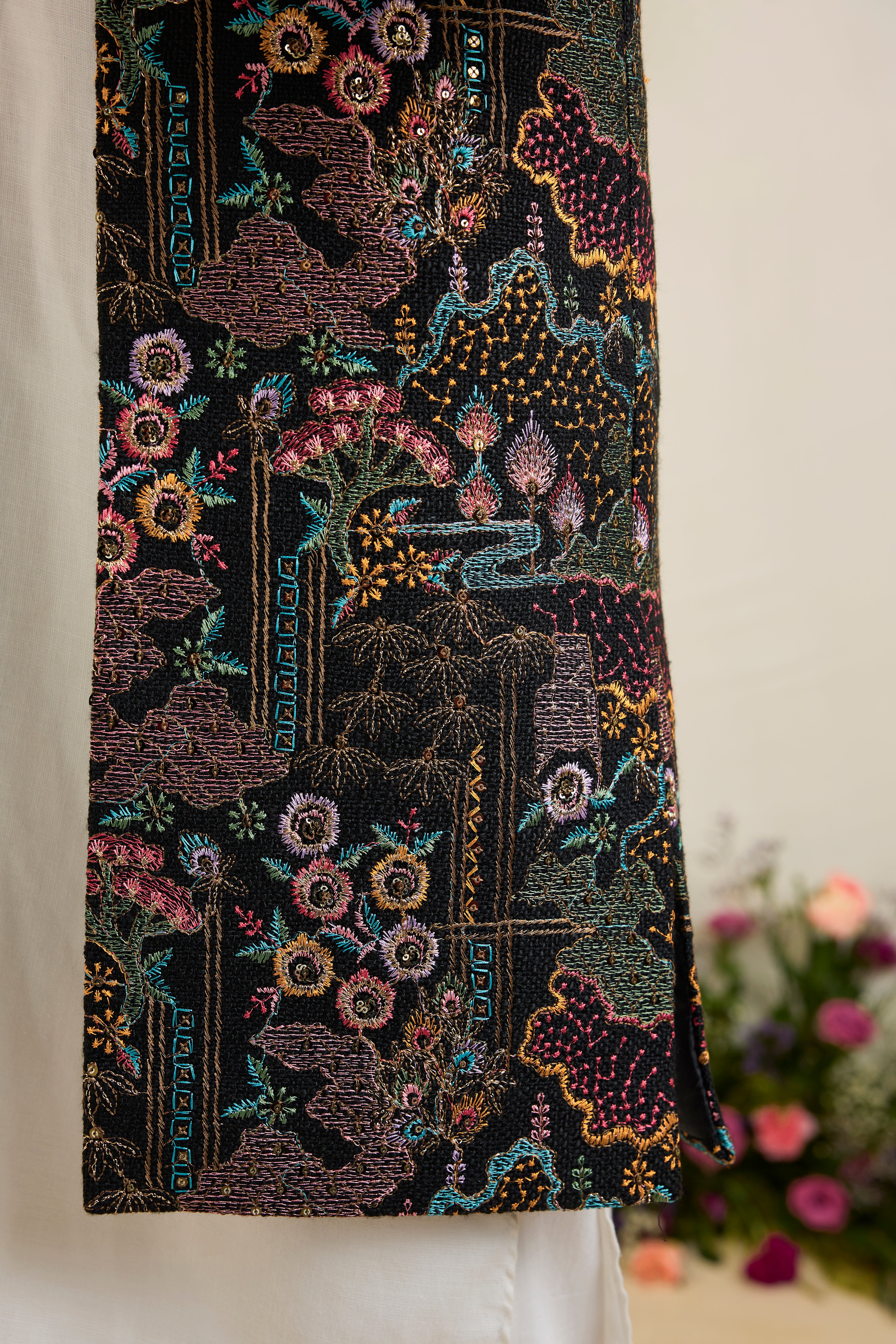 The Savile Botanica long open jacket