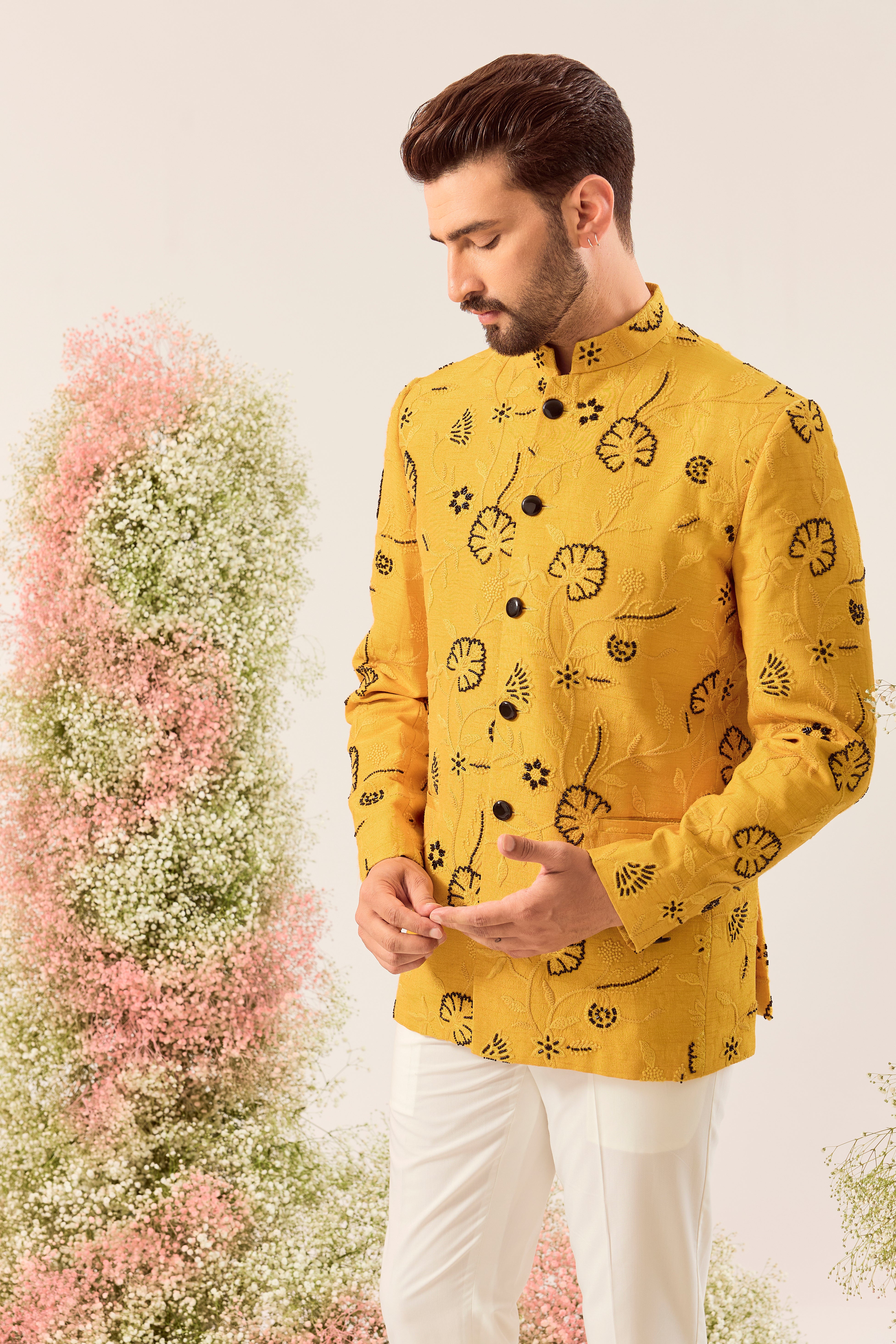 mustad classic bandgala with intricate cut dana and floral embroidery