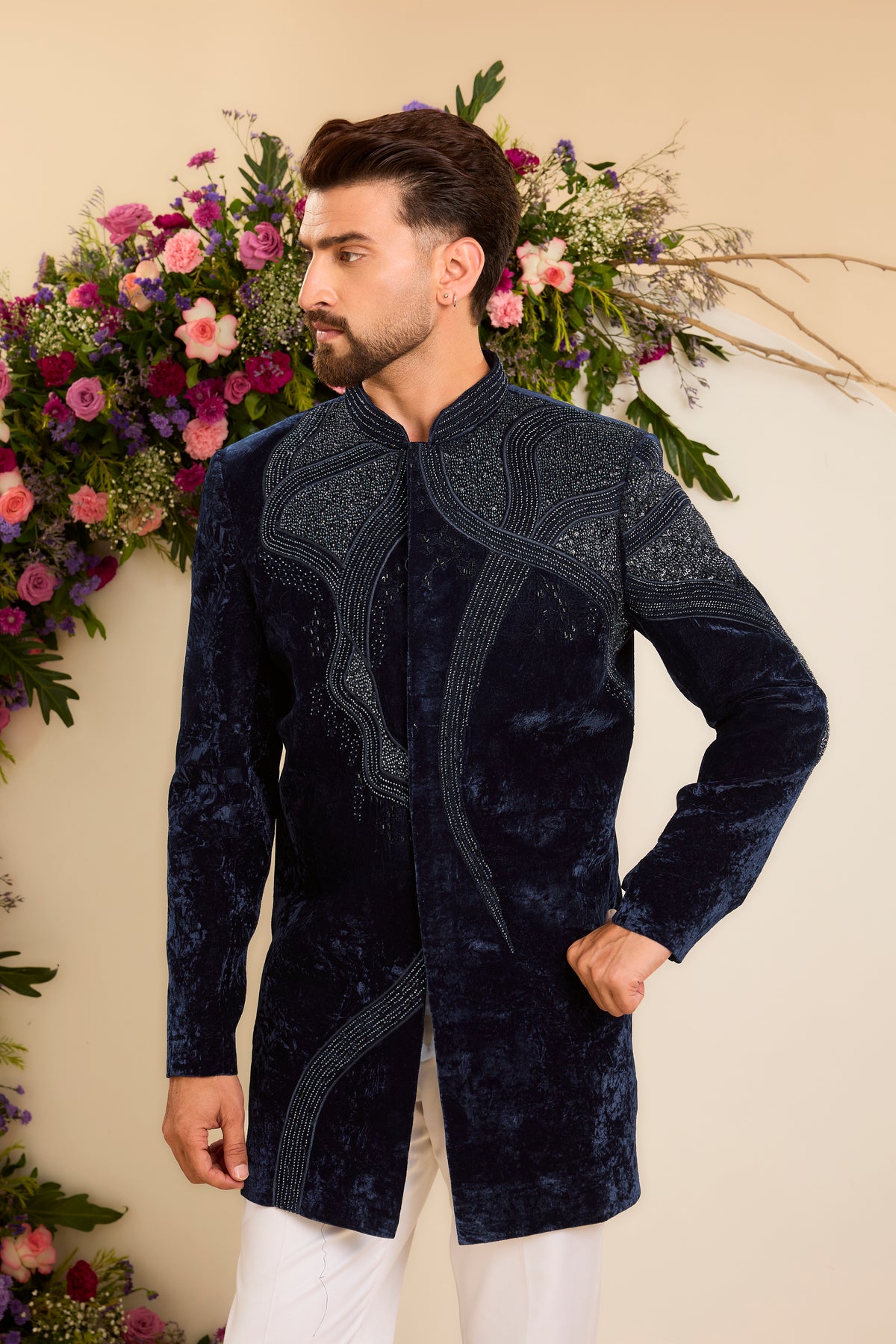 Midnight Navy Indo-Western Richly Worked in Cut-Dana