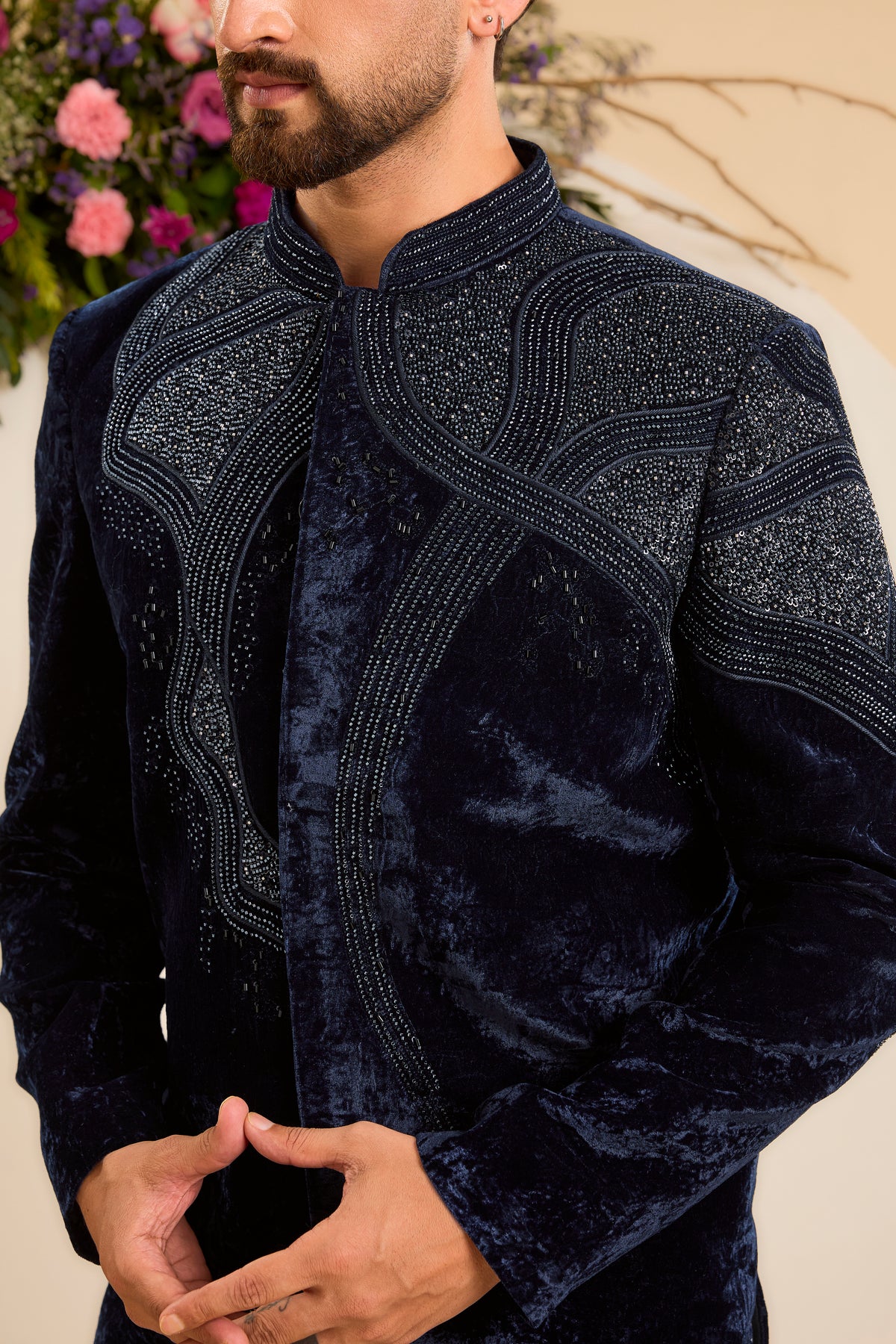 Midnight Navy Indo-Western Richly Worked in Cut-Dana