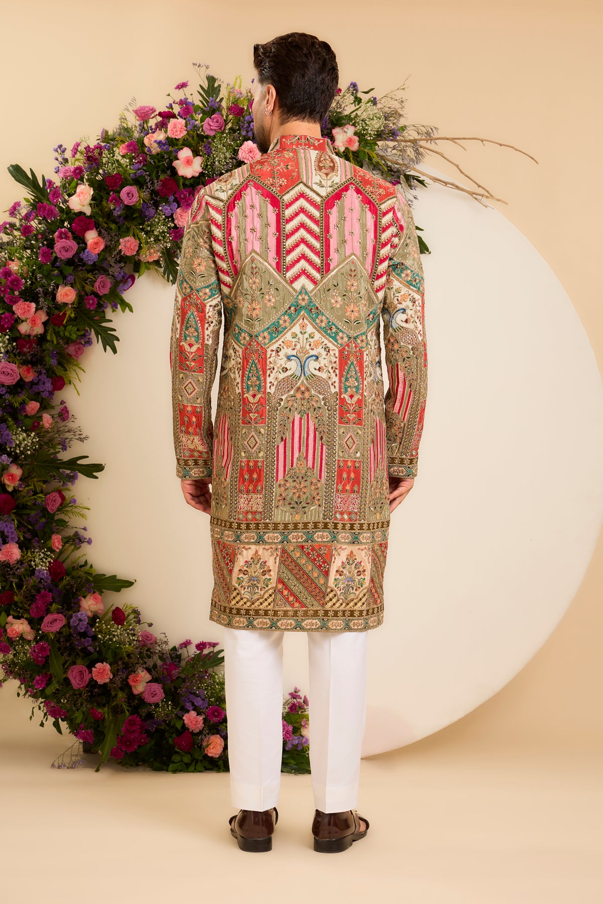 A Vibrant Kurta Where Abstract Florals Meet Regal Peacocks