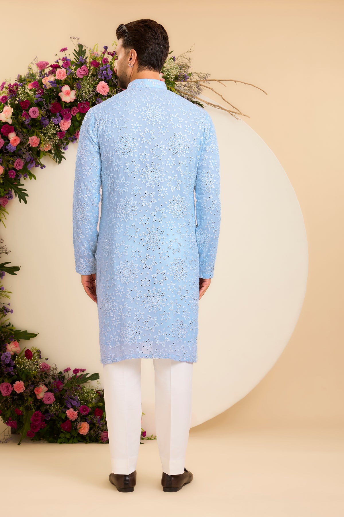 The Powder Blue Chikankari Kurta Reimagined in Foil