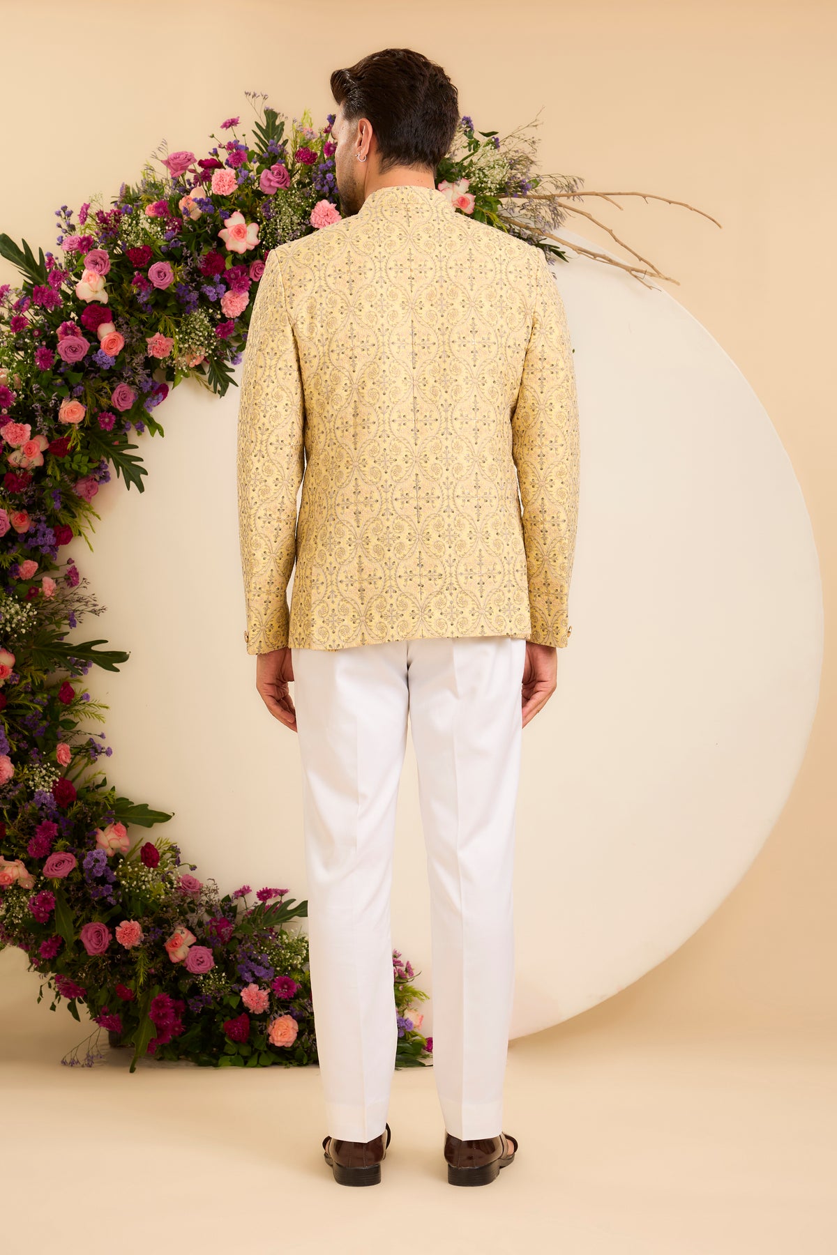 The Savoy — Bandhgala in yellow, grey and Ivory