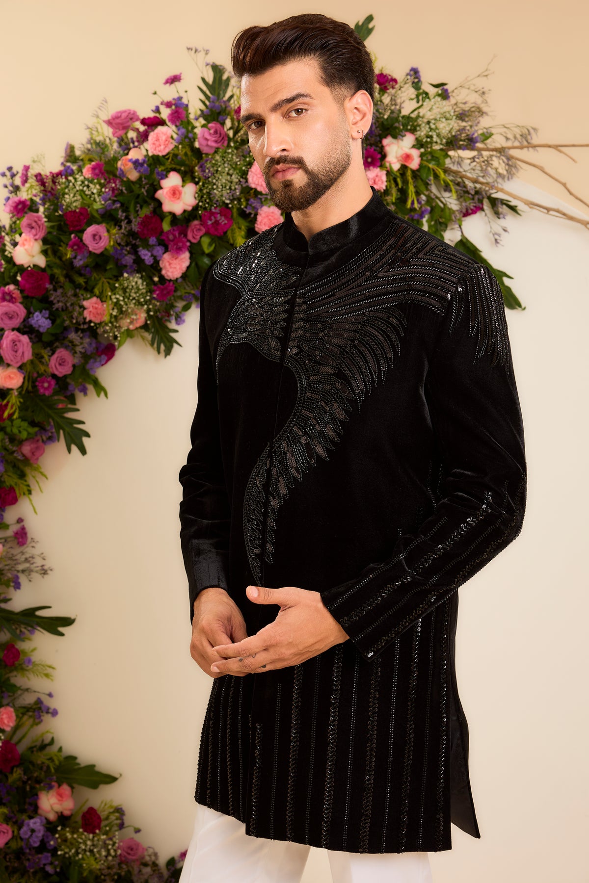 The Falcon — A Black Indowestern Defined by Cut-Dana