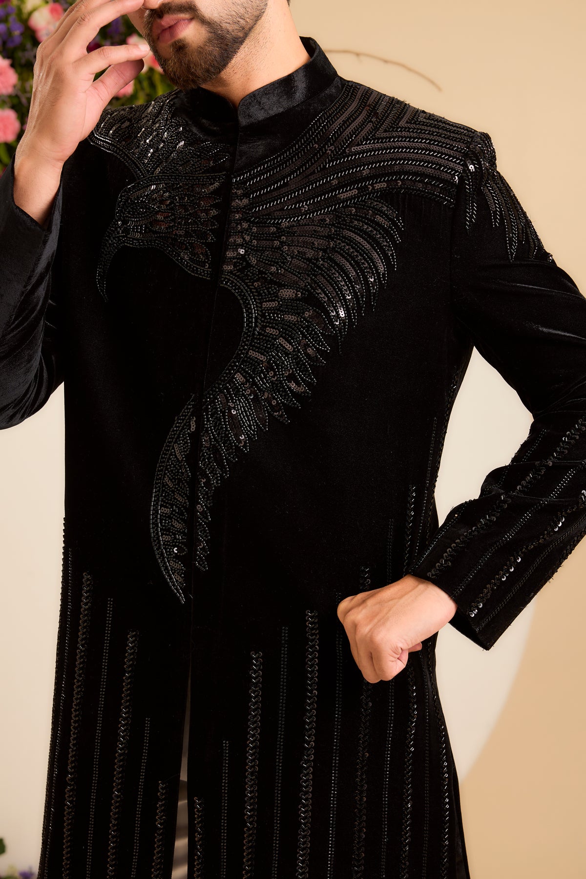 The Falcon — A Black Indowestern Defined by Cut-Dana
