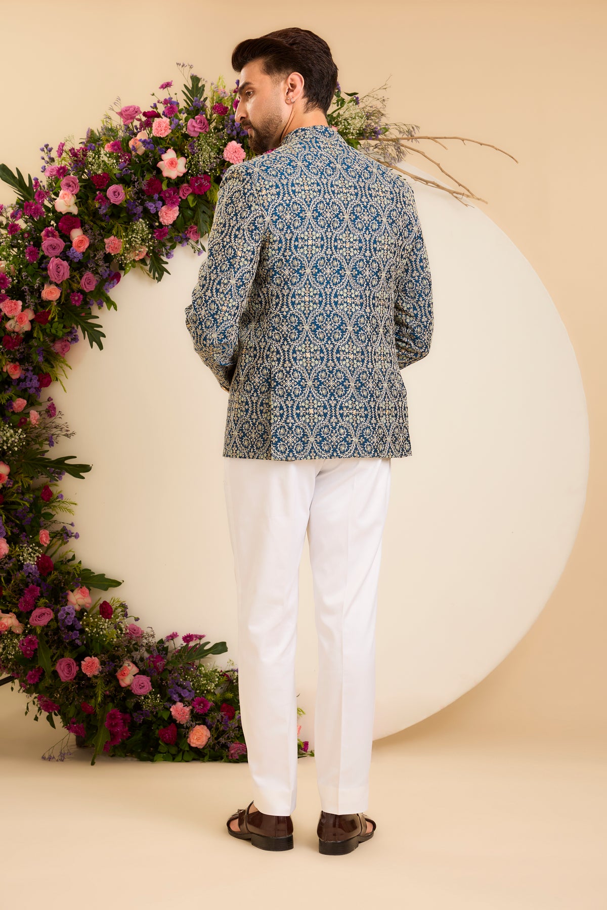 The Savoy — Bandhgala in blue and ivory