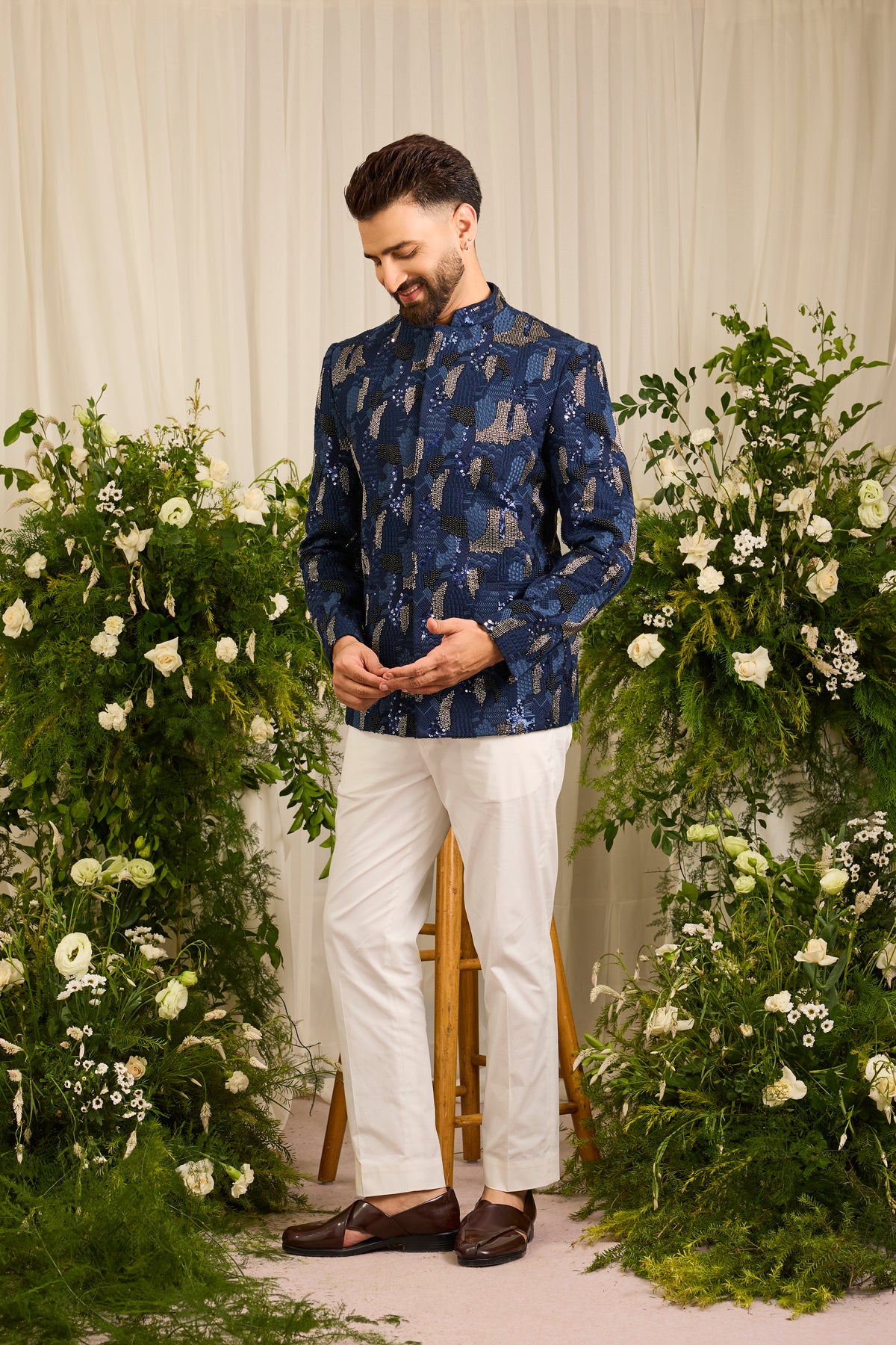 The Saphire -Navy blue Cut-Dana bandgala