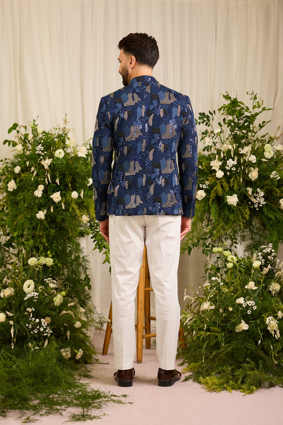 The Saphire -Navy blue Cut-Dana bandgala