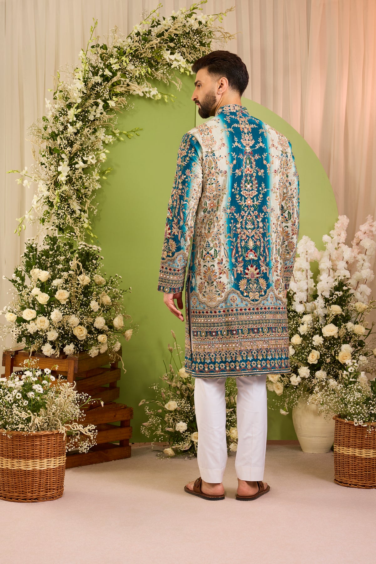 The Imperial — A Peacock Blue Kurta with a Luminous Ombre Finish