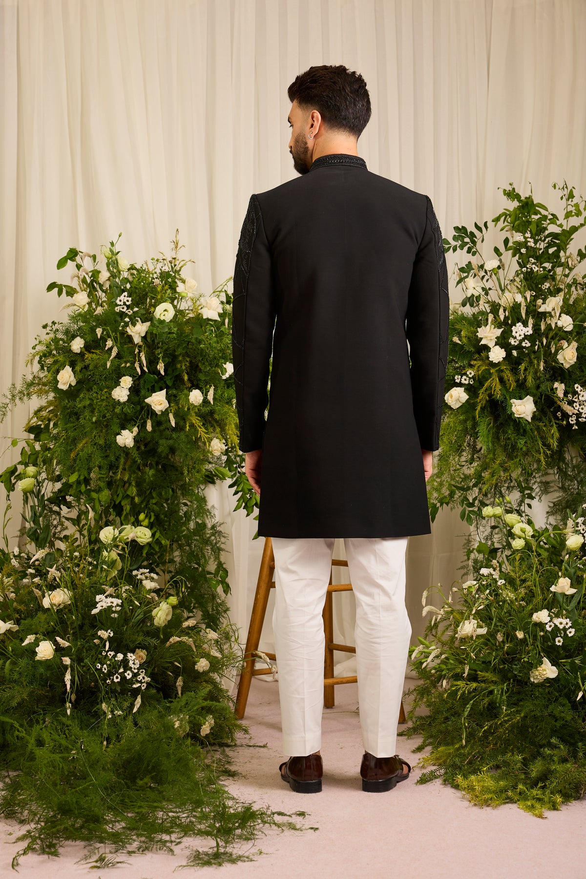 The Valtier — A Black Indo-Western with Geometric Cut-Dana Artistry