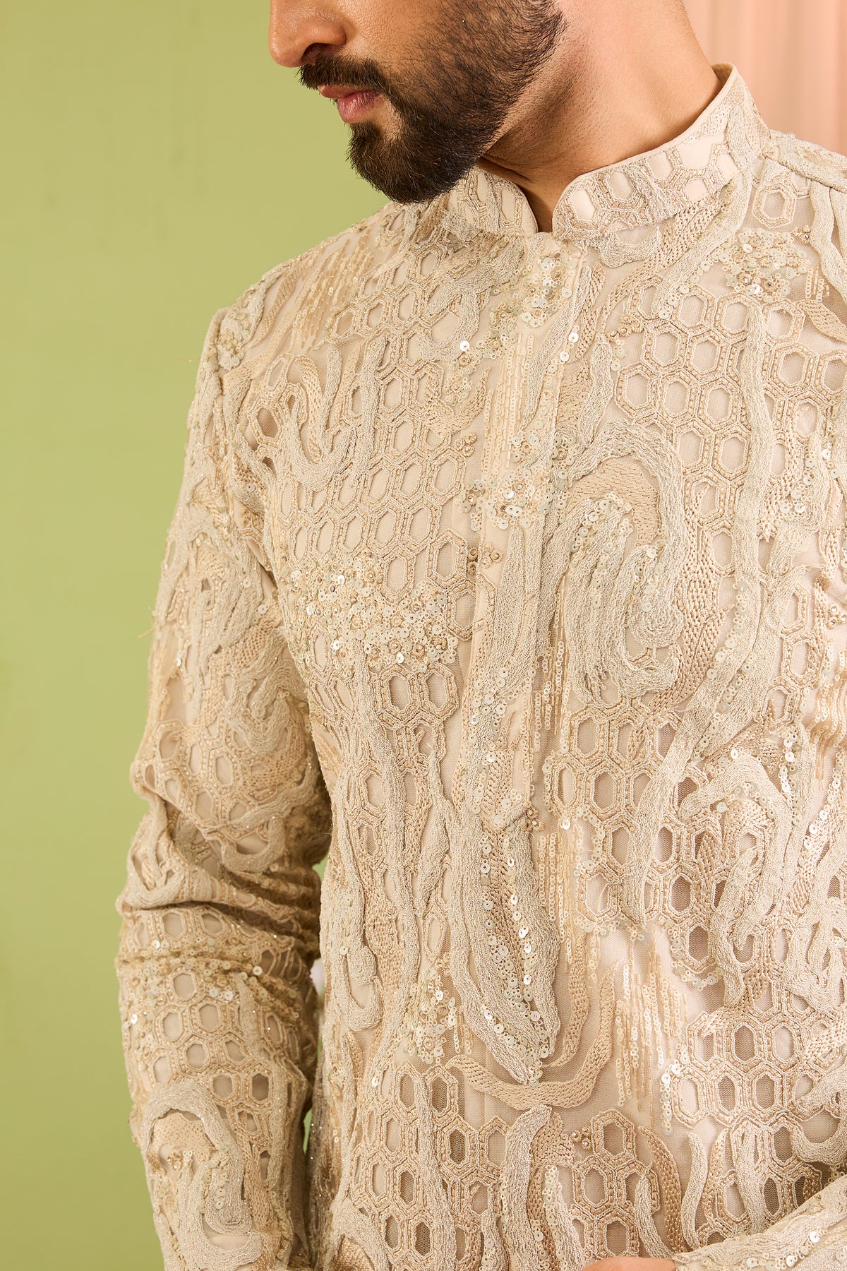 The Dorchester — A Luminous Ivory cut work with Intricate Handwork