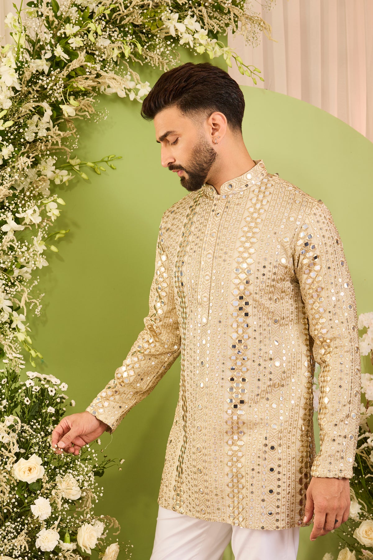 The Golden Hour - A Golden Kurta with Mirror work & Sequin Detailing