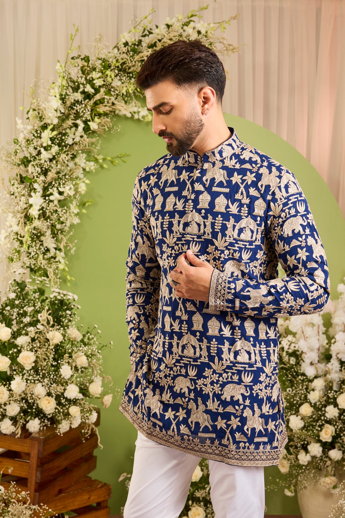 The Imperial Court — A Royal Blue Kurta of Mughal era Grandeur